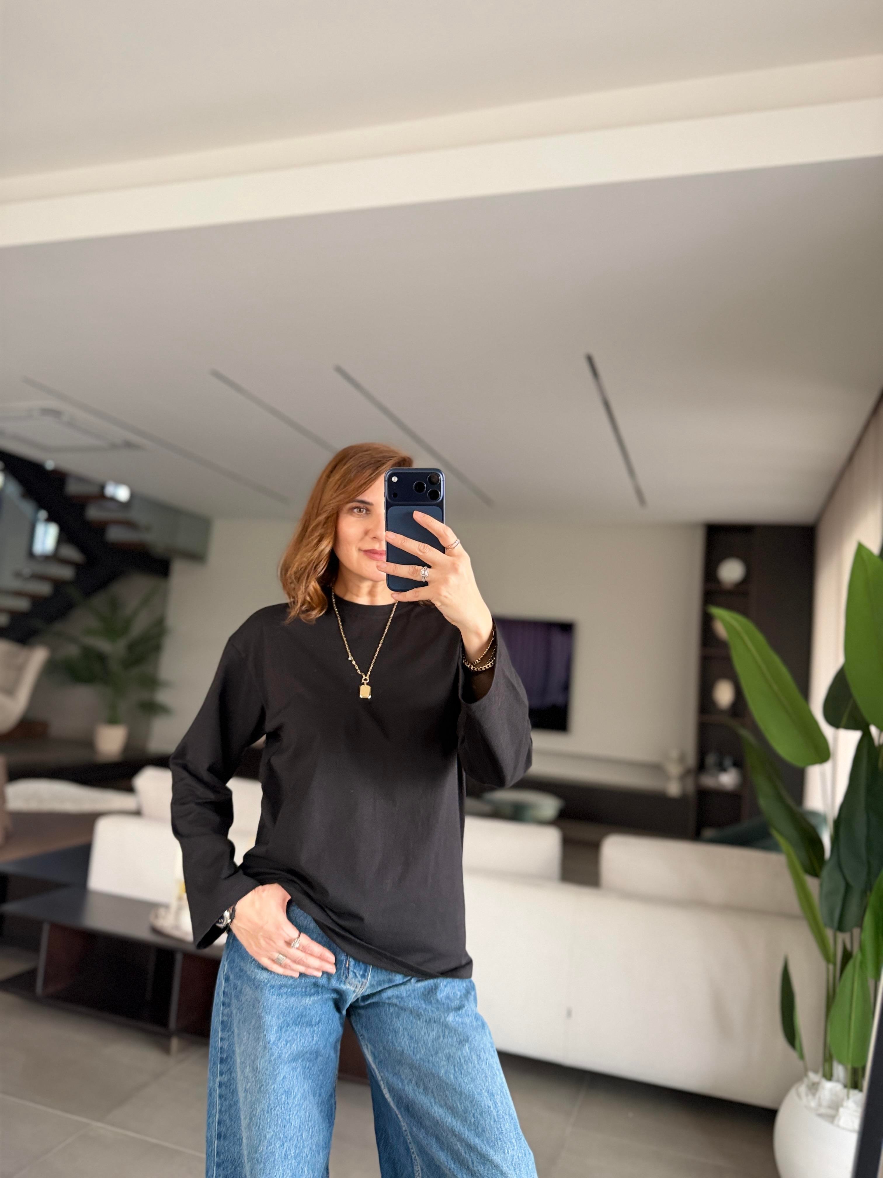 Siyah Oslo Uzun Kol Basic Bady