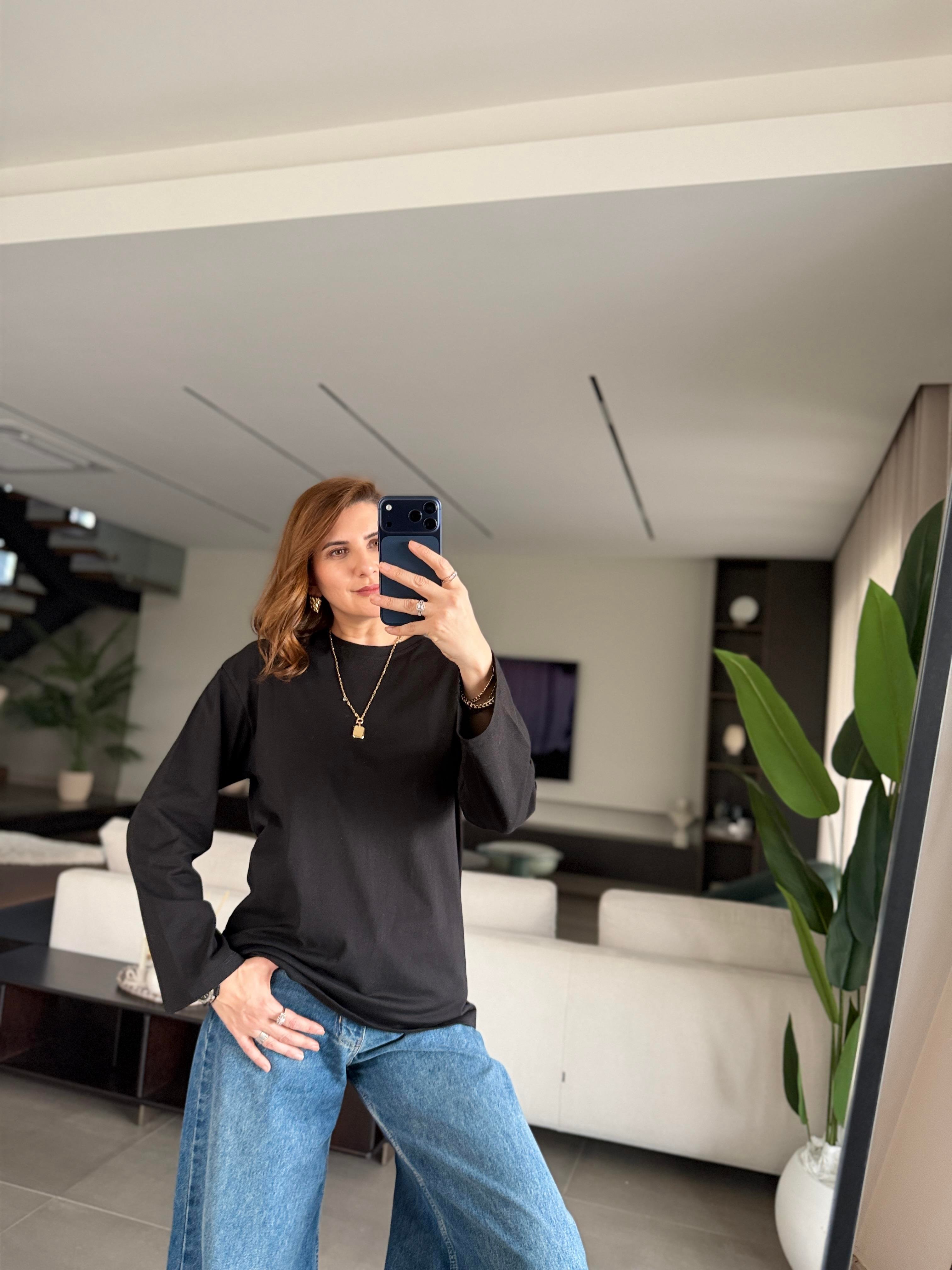 Siyah Oslo Uzun Kol Basic Bady