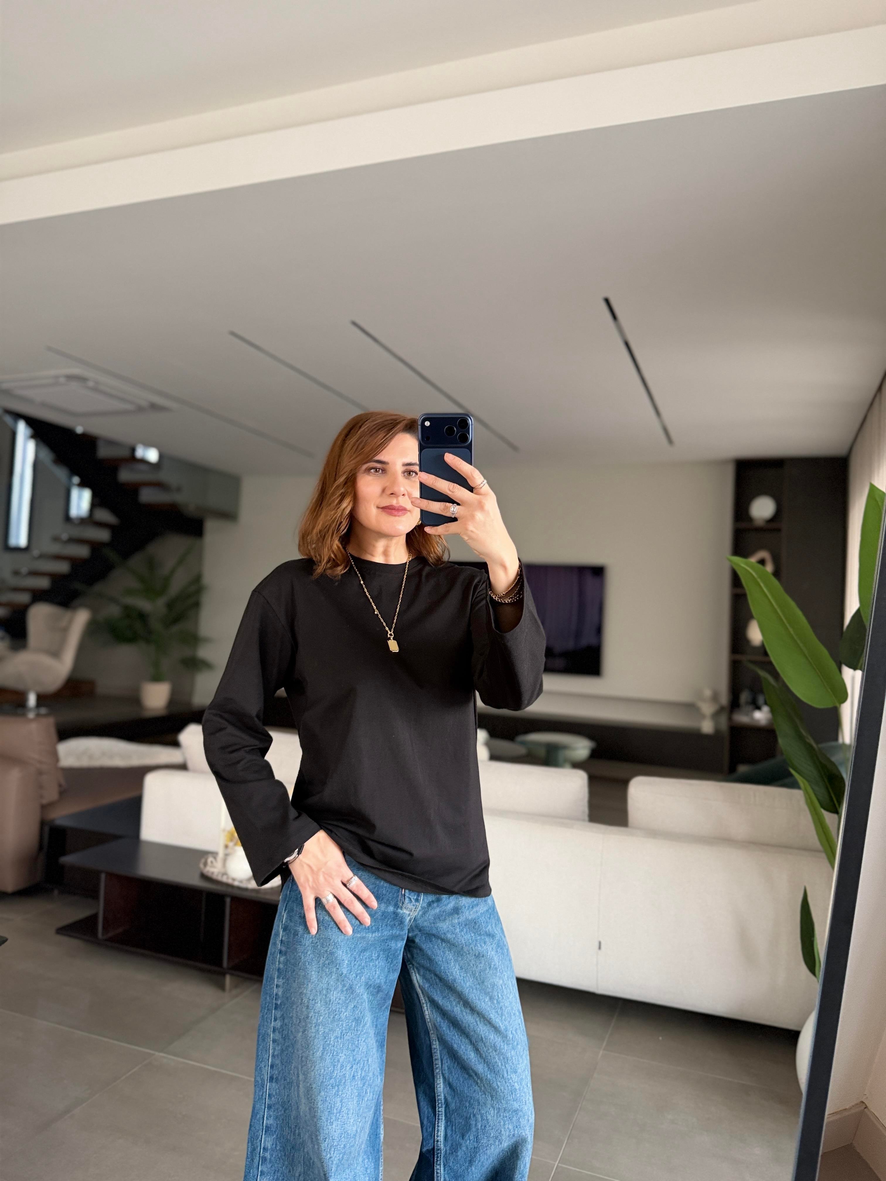 Siyah Oslo Uzun Kol Basic Bady