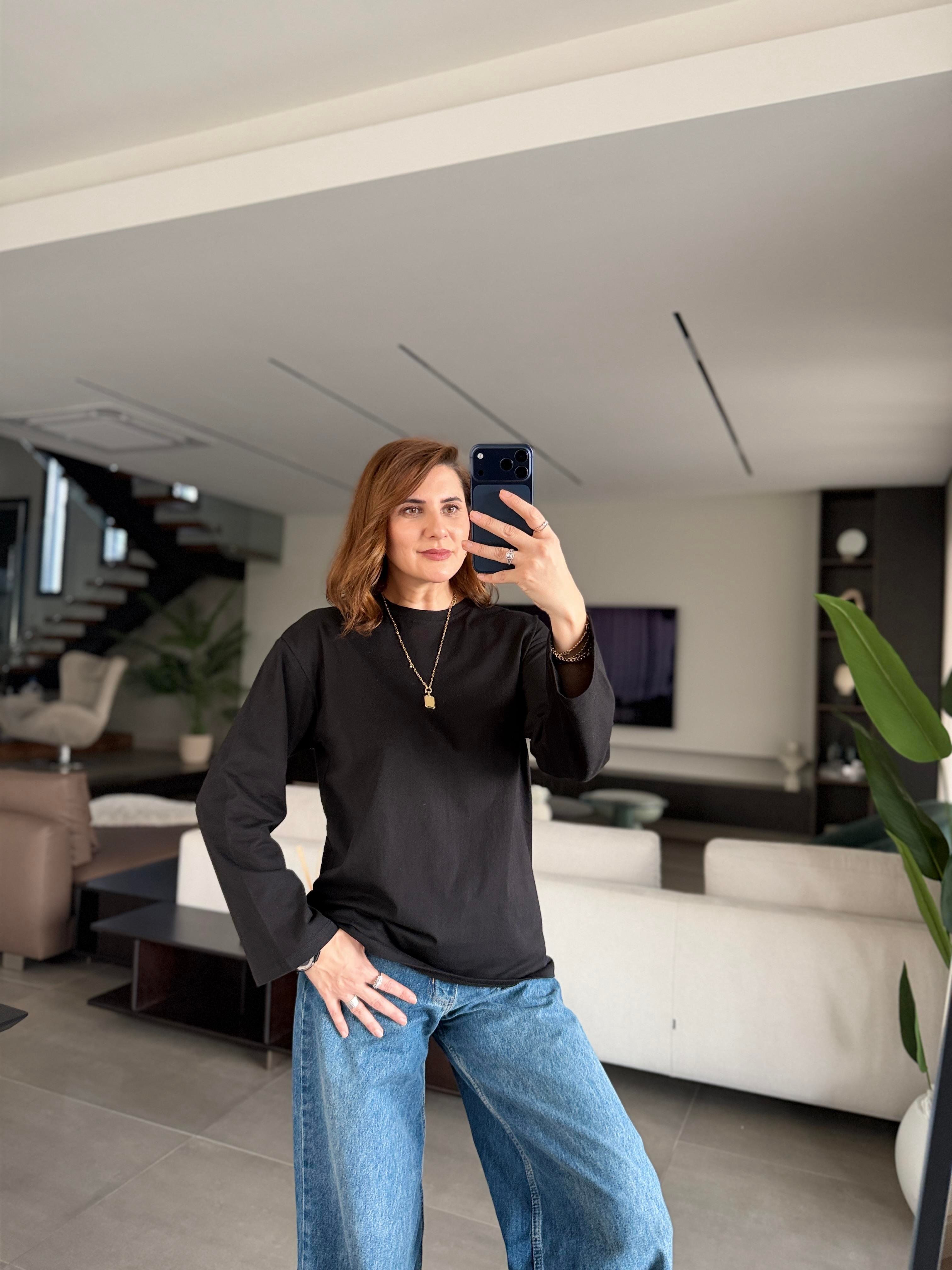 Siyah Oslo Uzun Kol Basic Bady