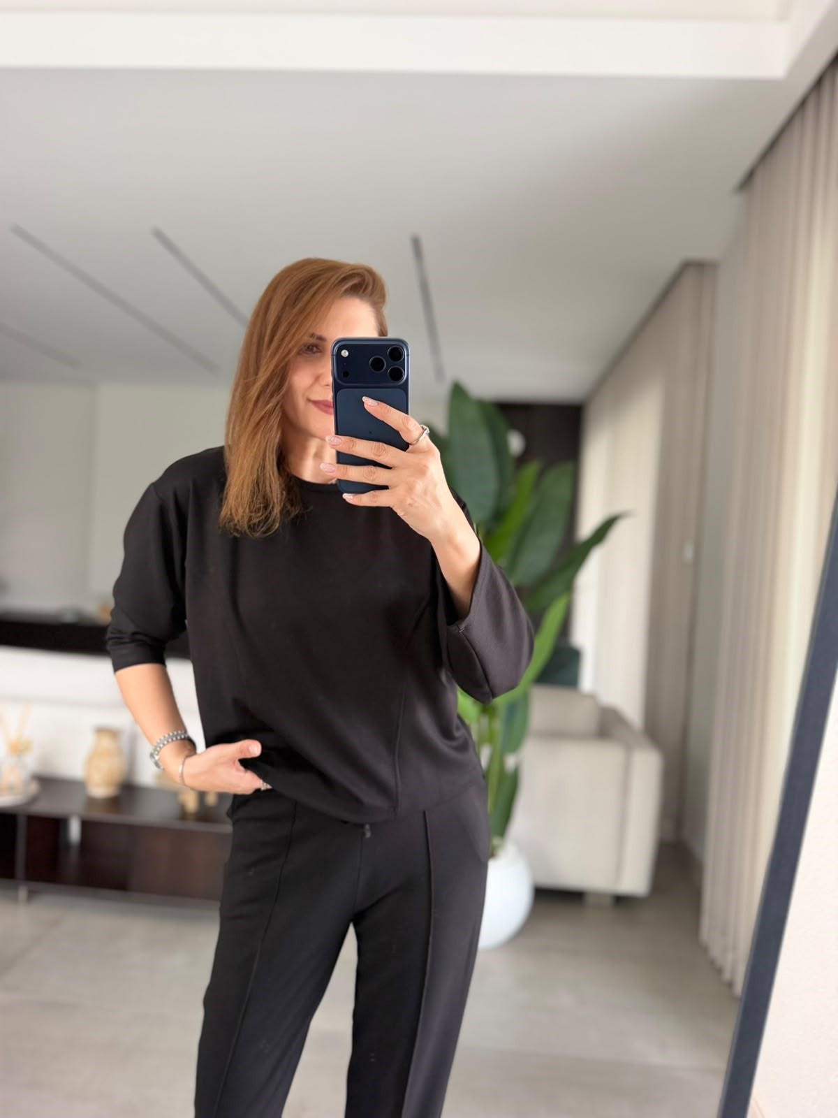 Siyah Panel Dikişli Modal Takım