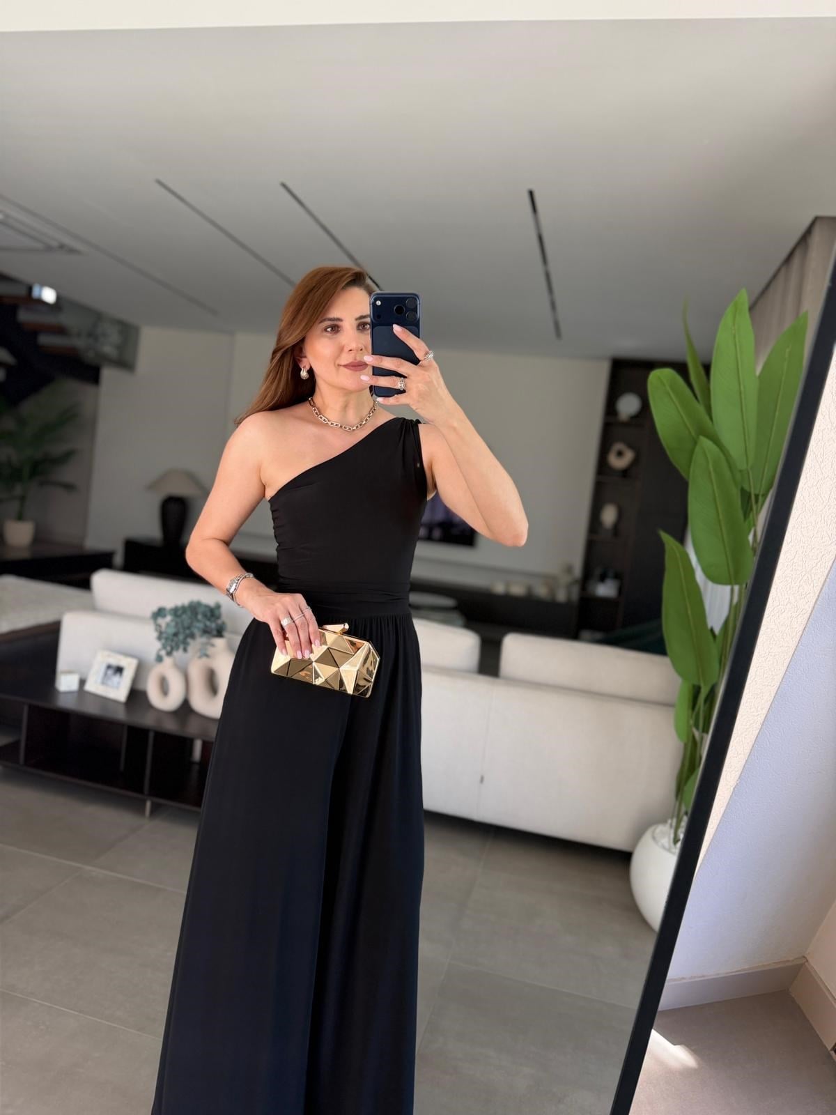 Siyah Sandy Tek Omuz Tulum