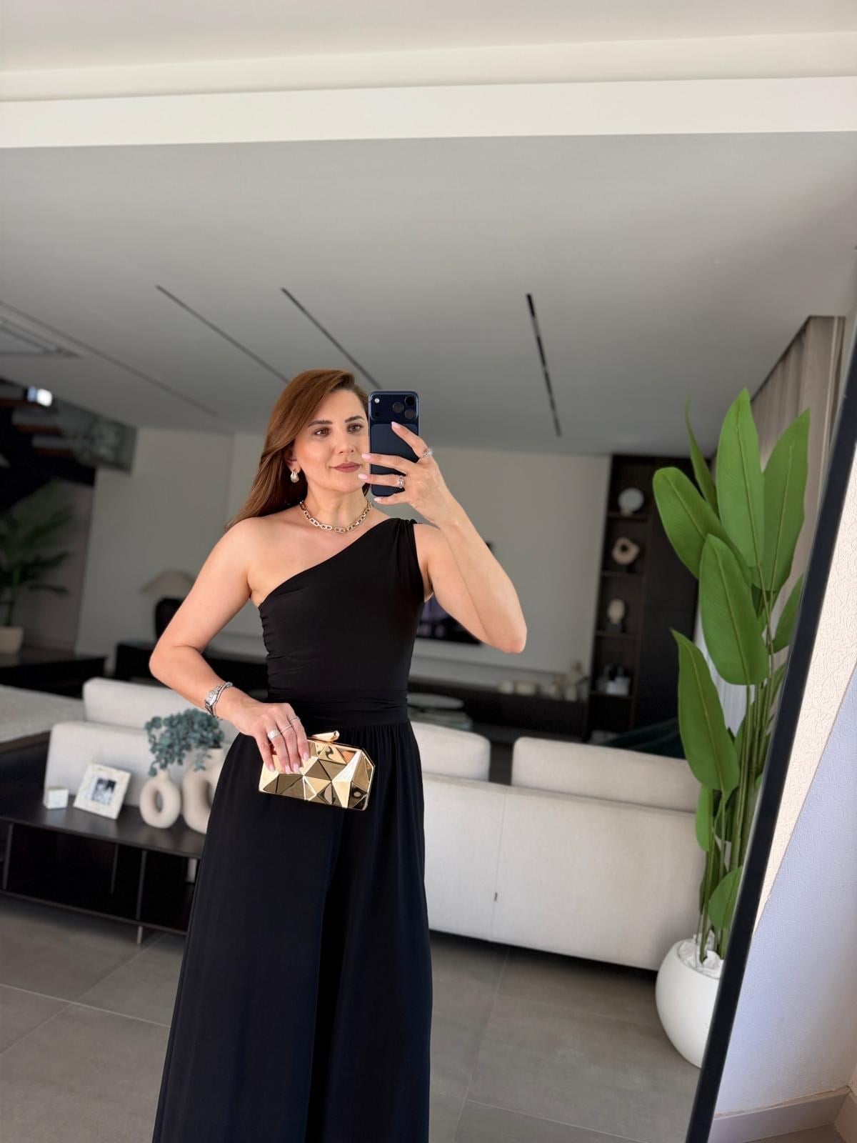 Siyah Sandy Tek Omuz Tulum