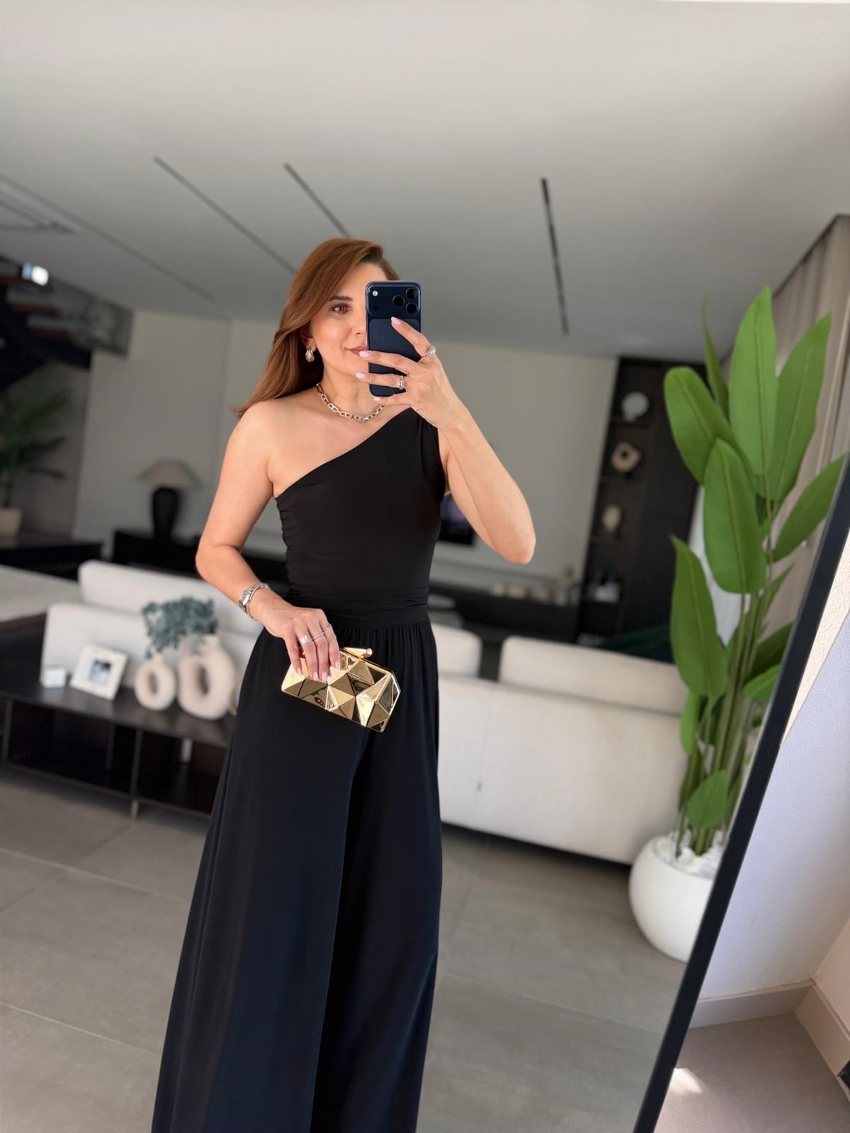 Siyah Sandy Tek Omuz Tulum