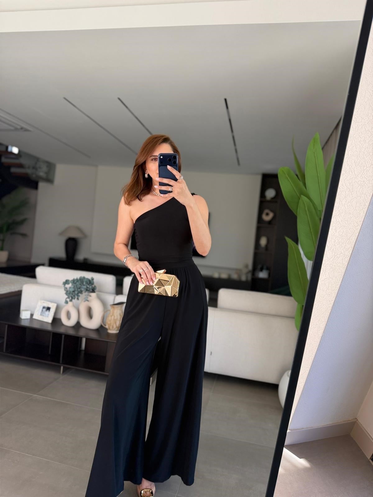 Siyah Sandy Tek Omuz Tulum