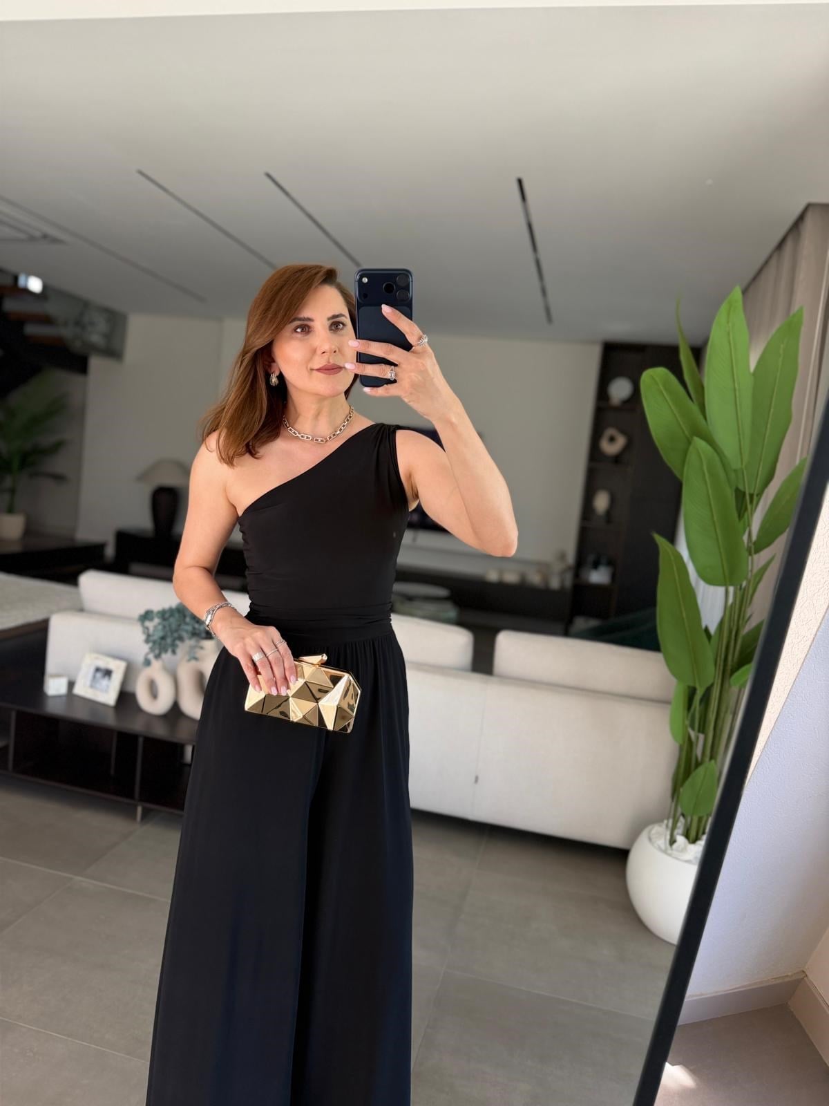 Siyah Sandy Tek Omuz Tulum