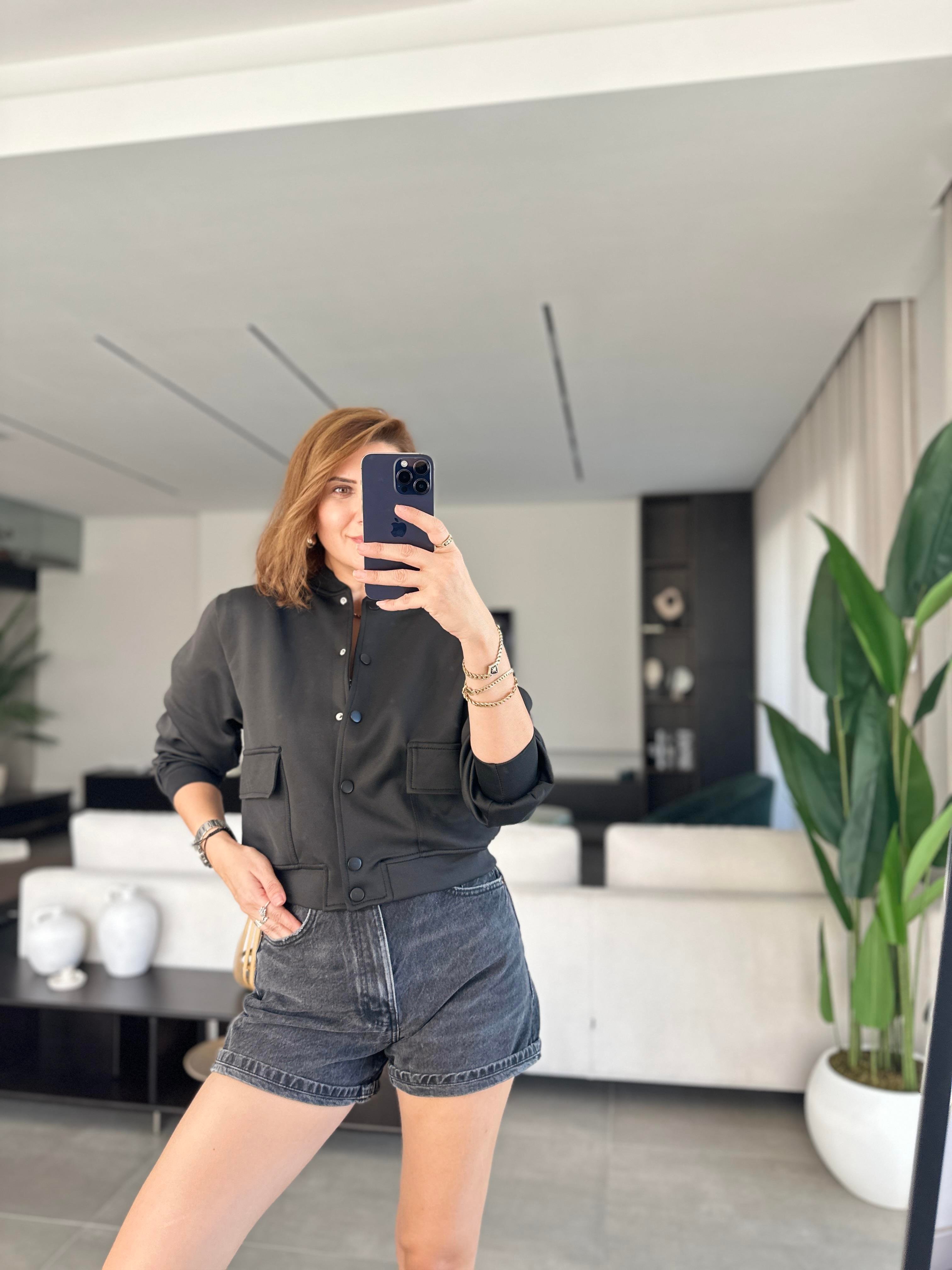 Siyah Scuba Bomber Ceket