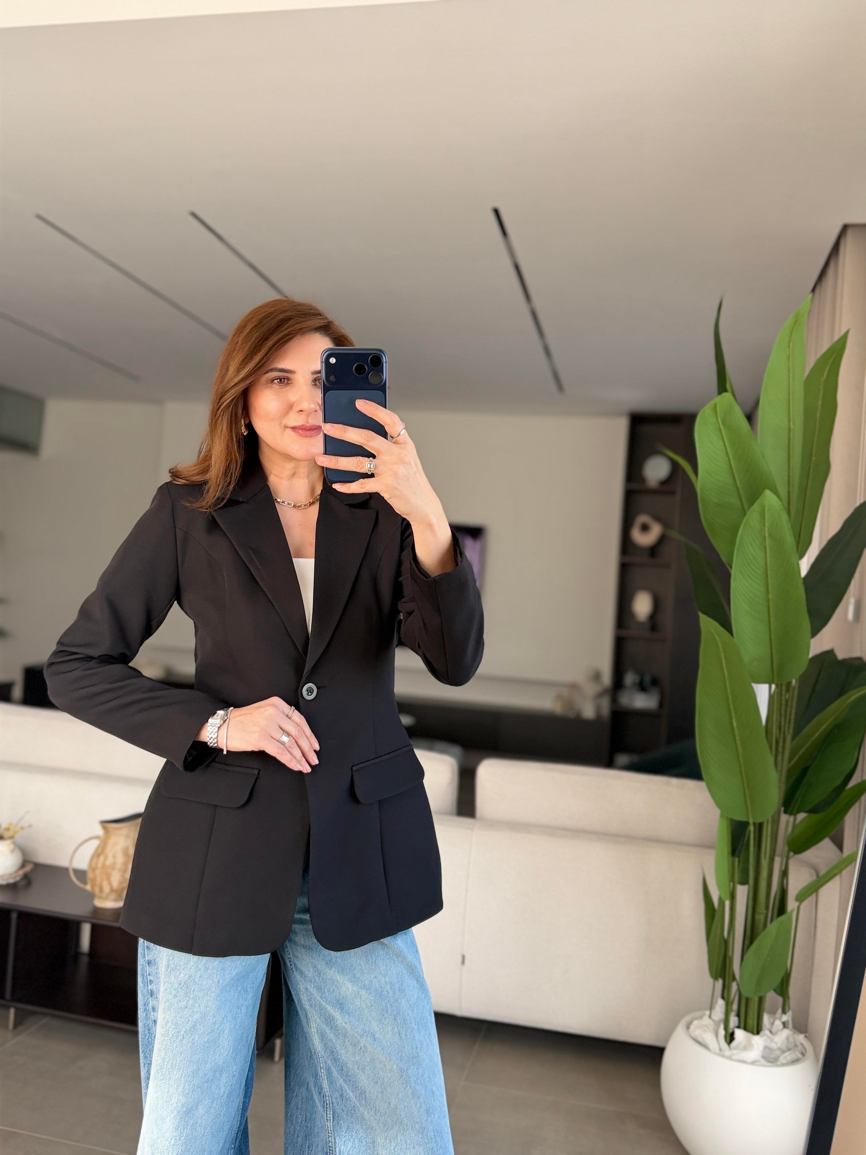 Siyah Tek Düğme Hürrem Blazer Ceket