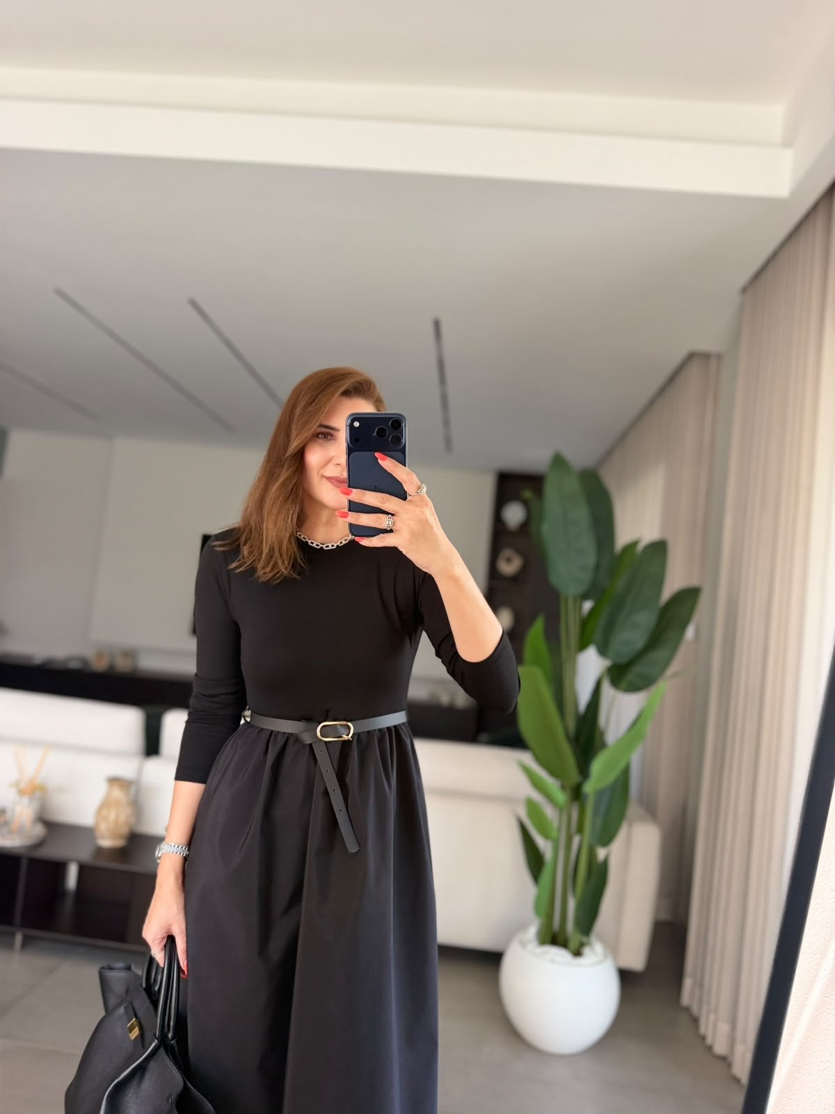 Siyah Üst Modal Poplin Elbise