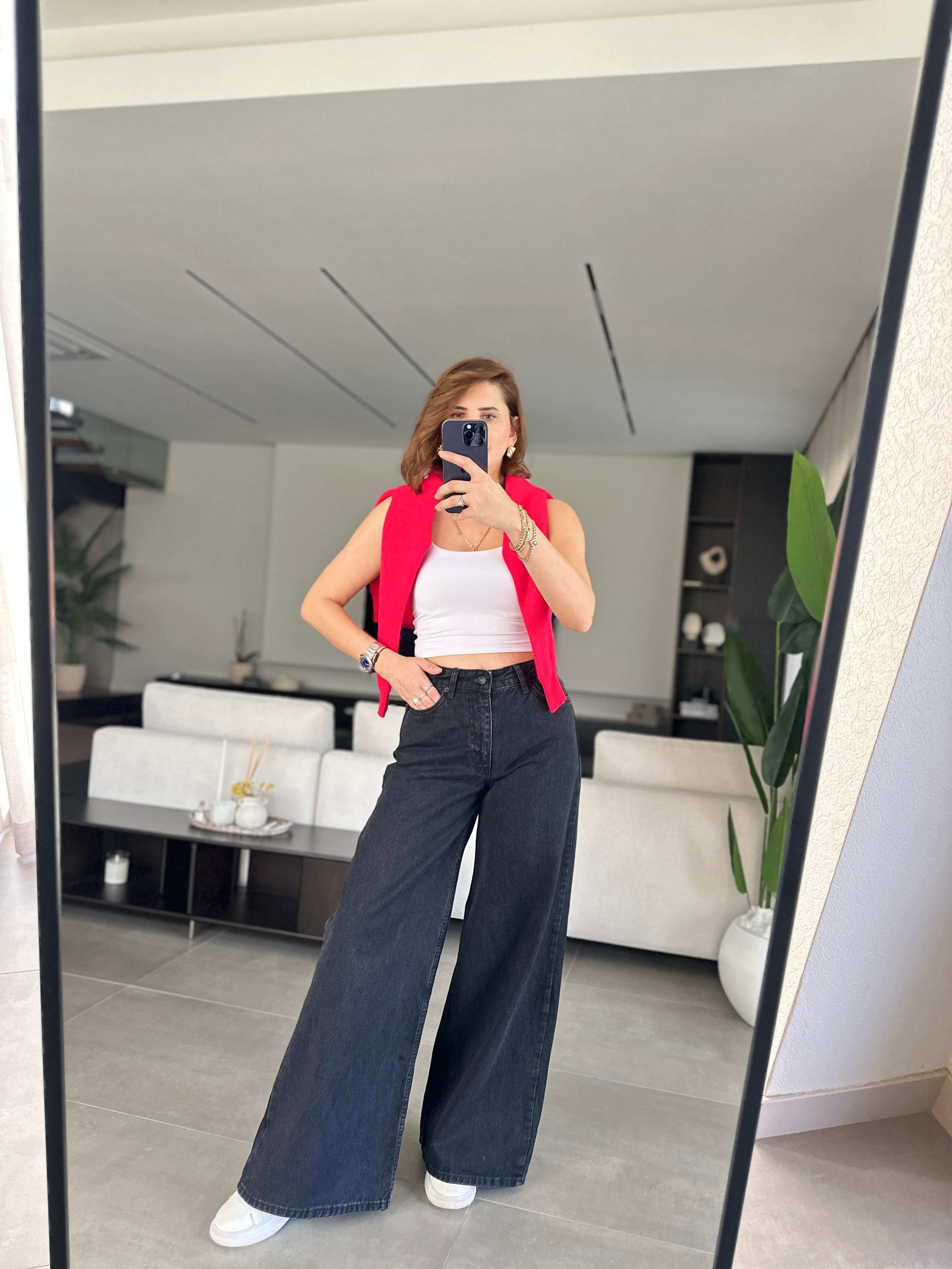 Siyah Wide Leg Zr Model Palazzo Pantolon
