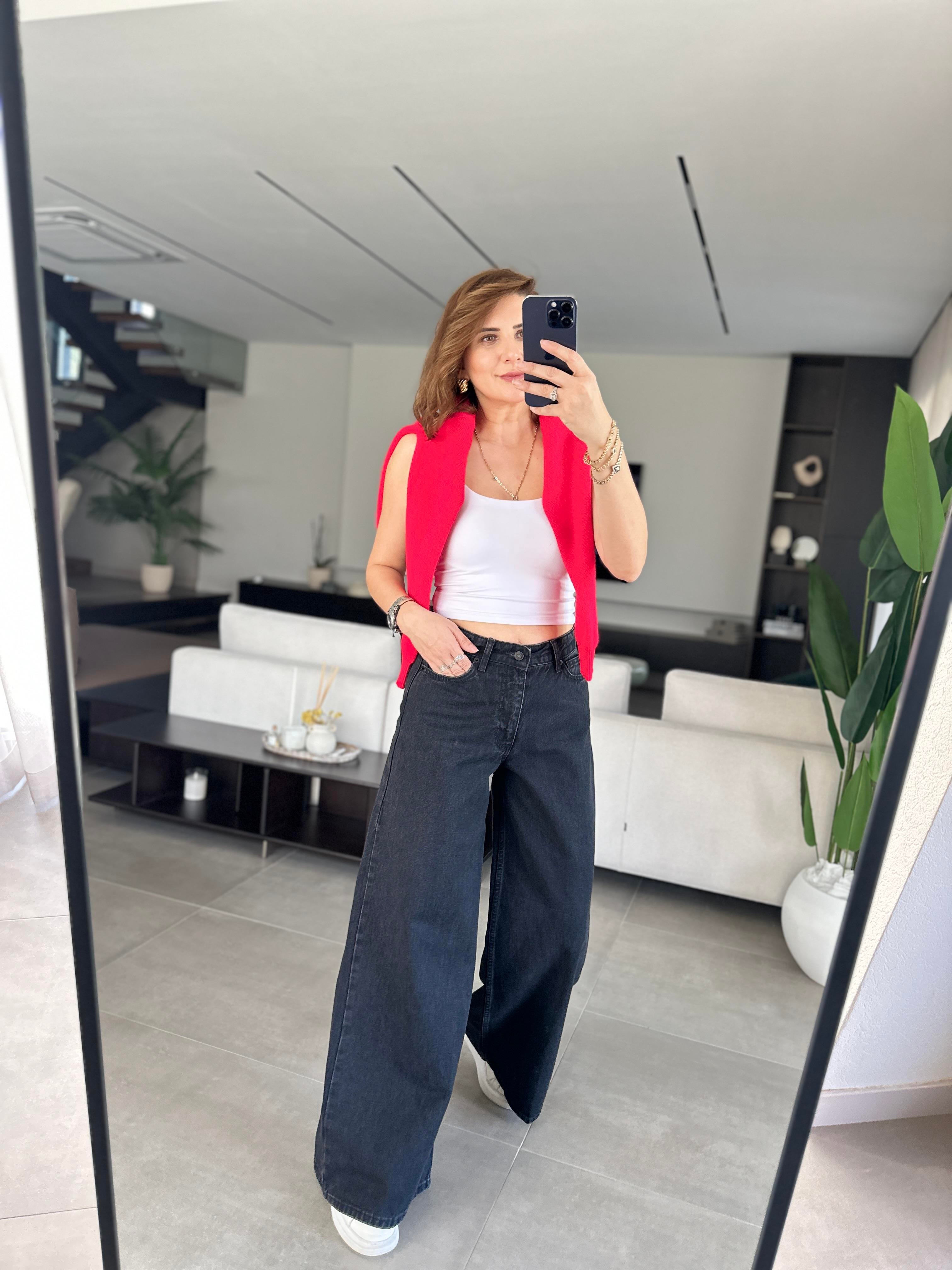 Siyah Wide Leg Zr Model Palazzo Pantolon