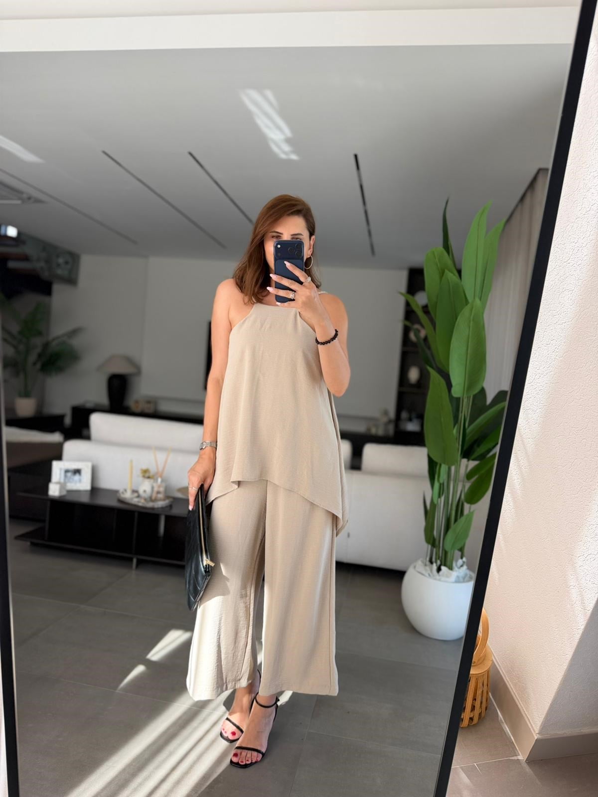 Taş Askılı Bluz Detaylı Tulum