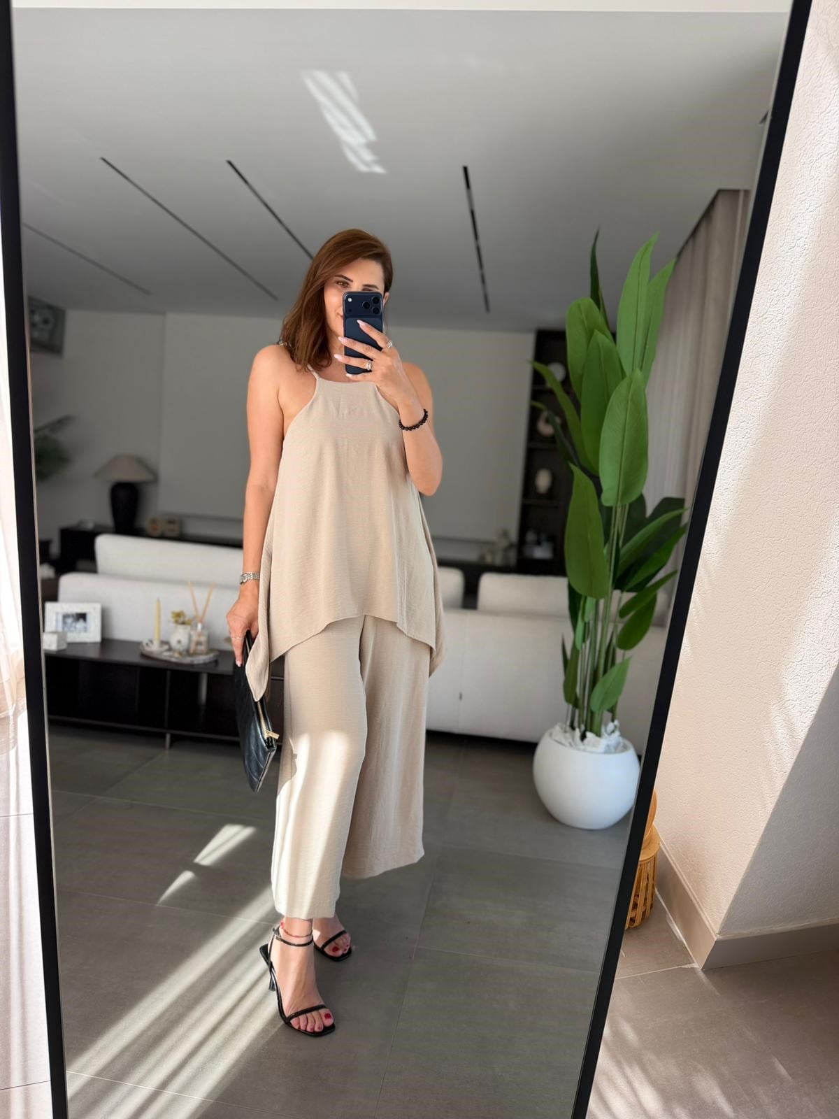 Taş Askılı Bluz Detaylı Tulum