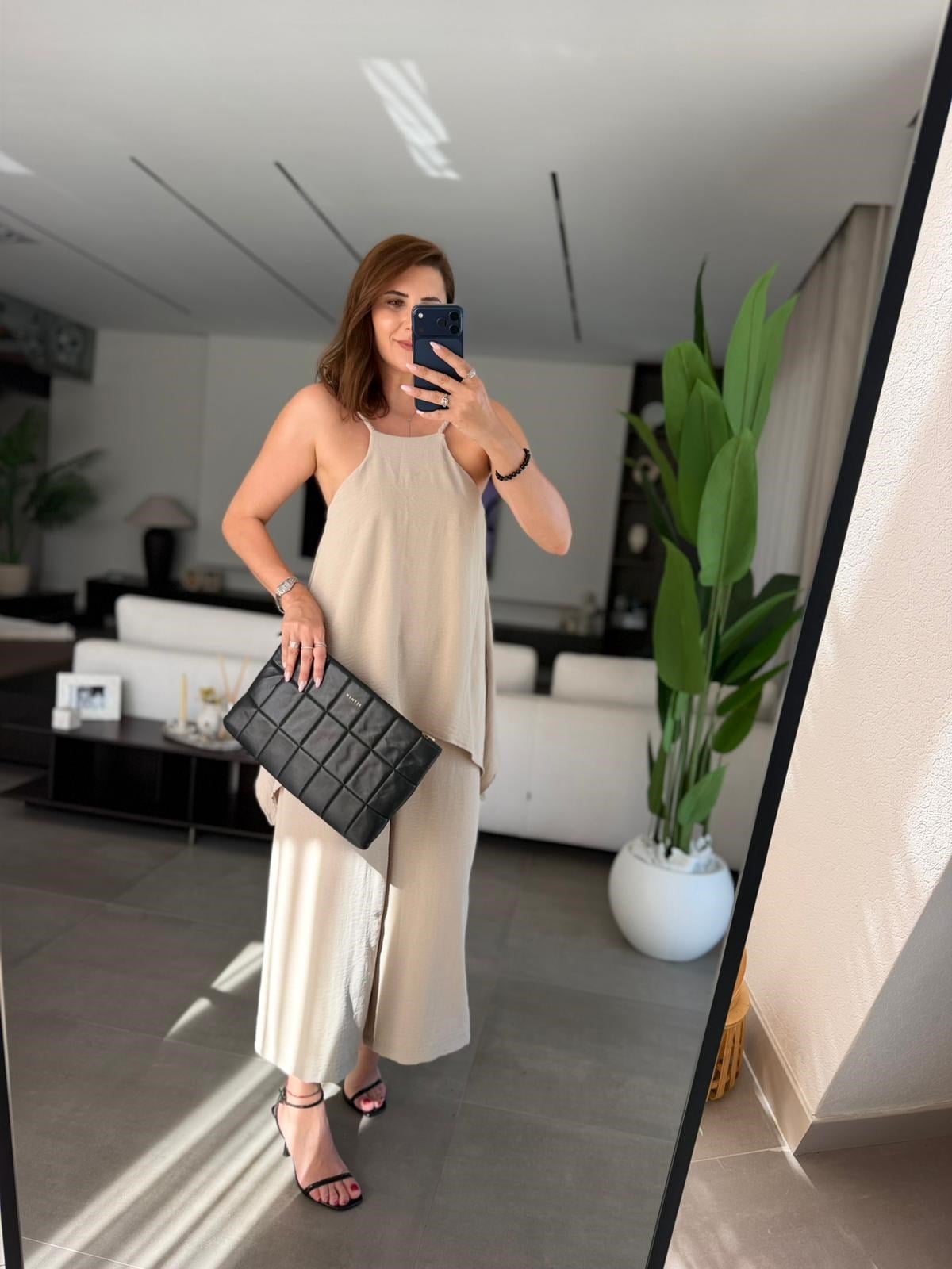 Taş Askılı Bluz Detaylı Tulum
