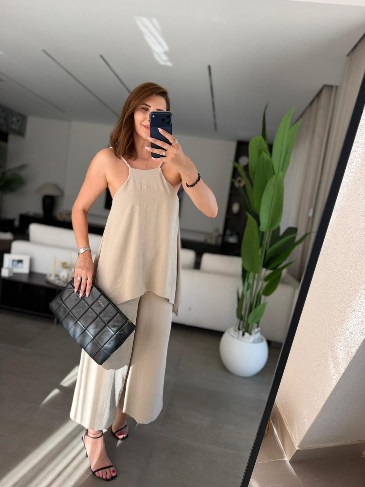 Taş Askılı Bluz Detaylı Tulum