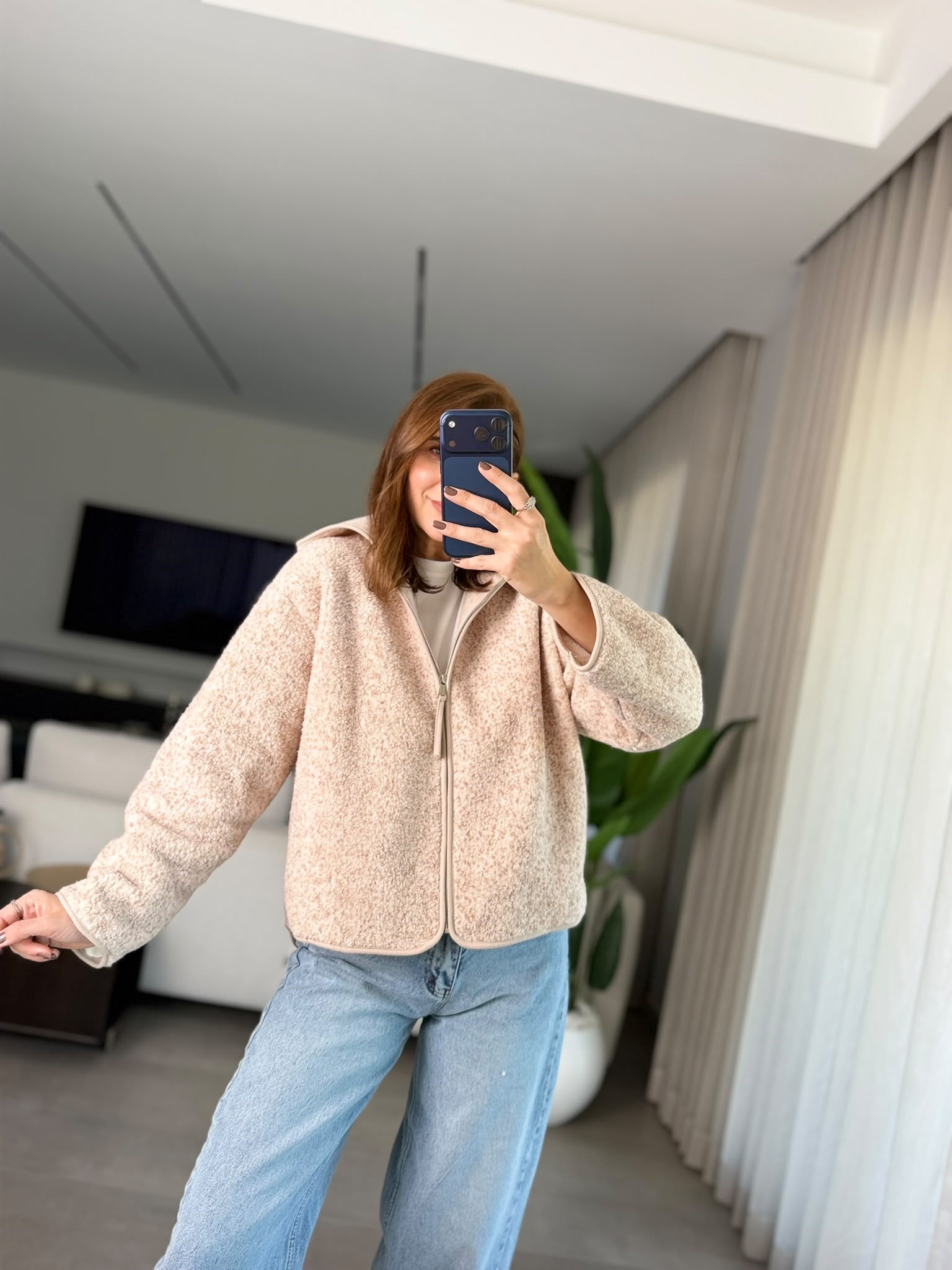 Taş Tedy Peluş Fermuarlı Ceket