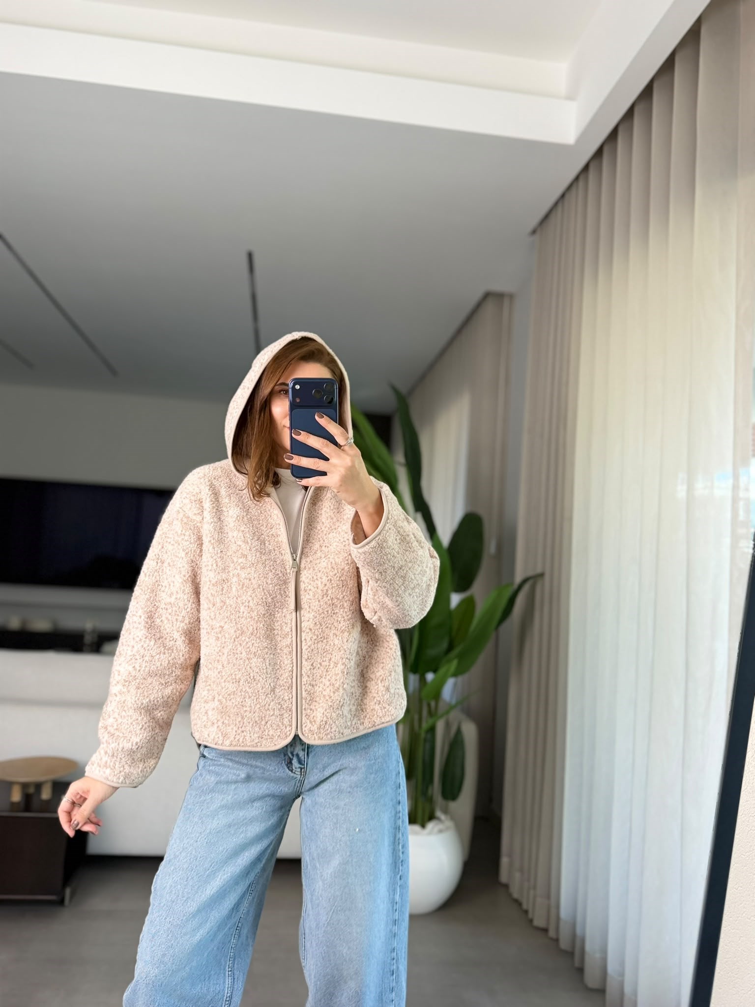 Taş Tedy Peluş Fermuarlı Ceket