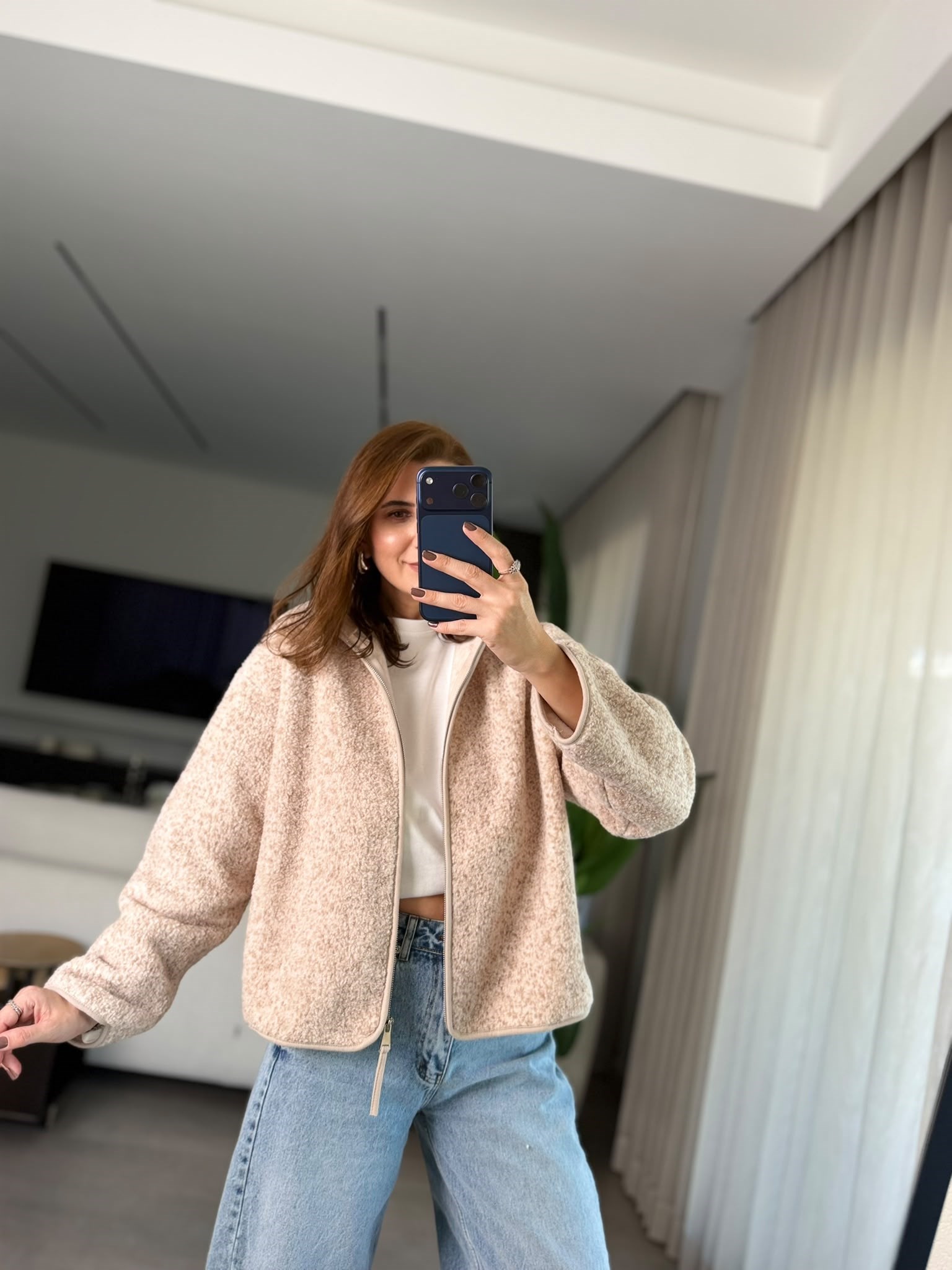 Taş Tedy Peluş Fermuarlı Ceket