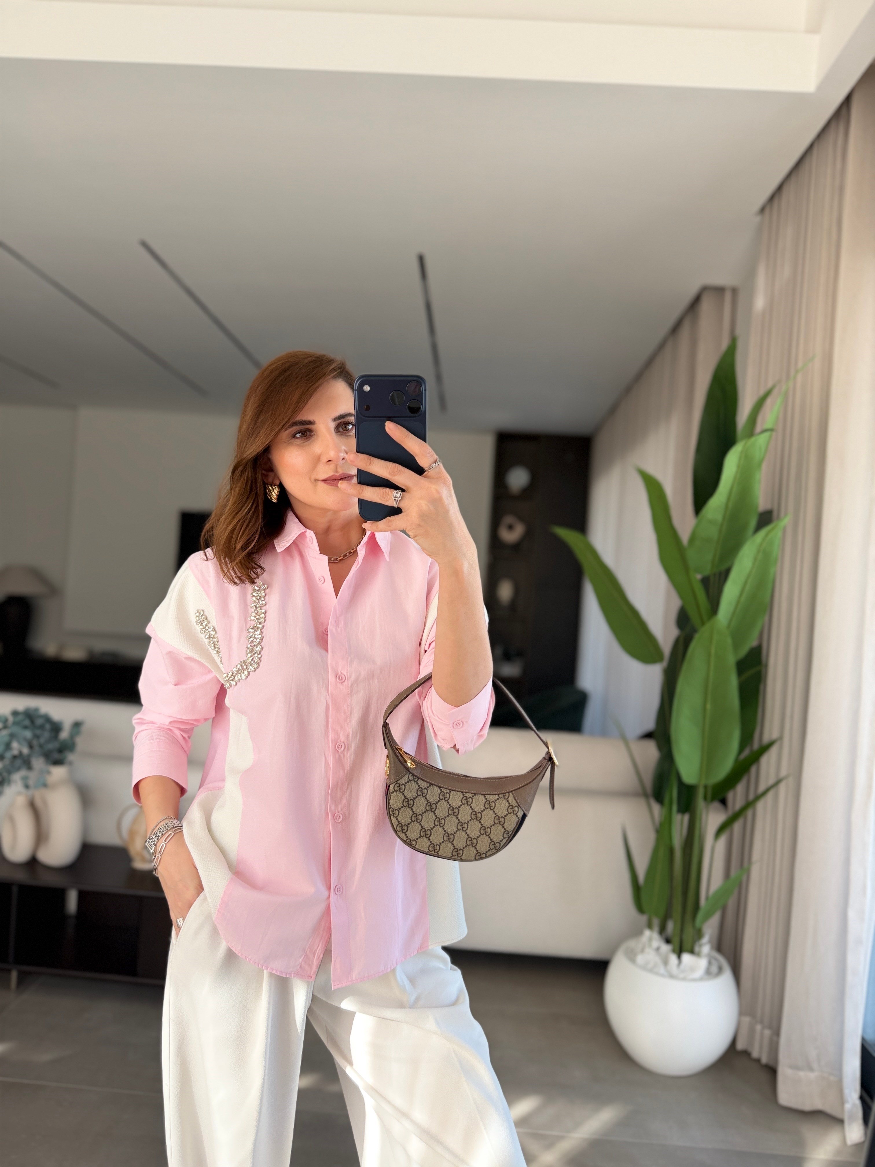 Taşlı Luxe Blok Gömlek