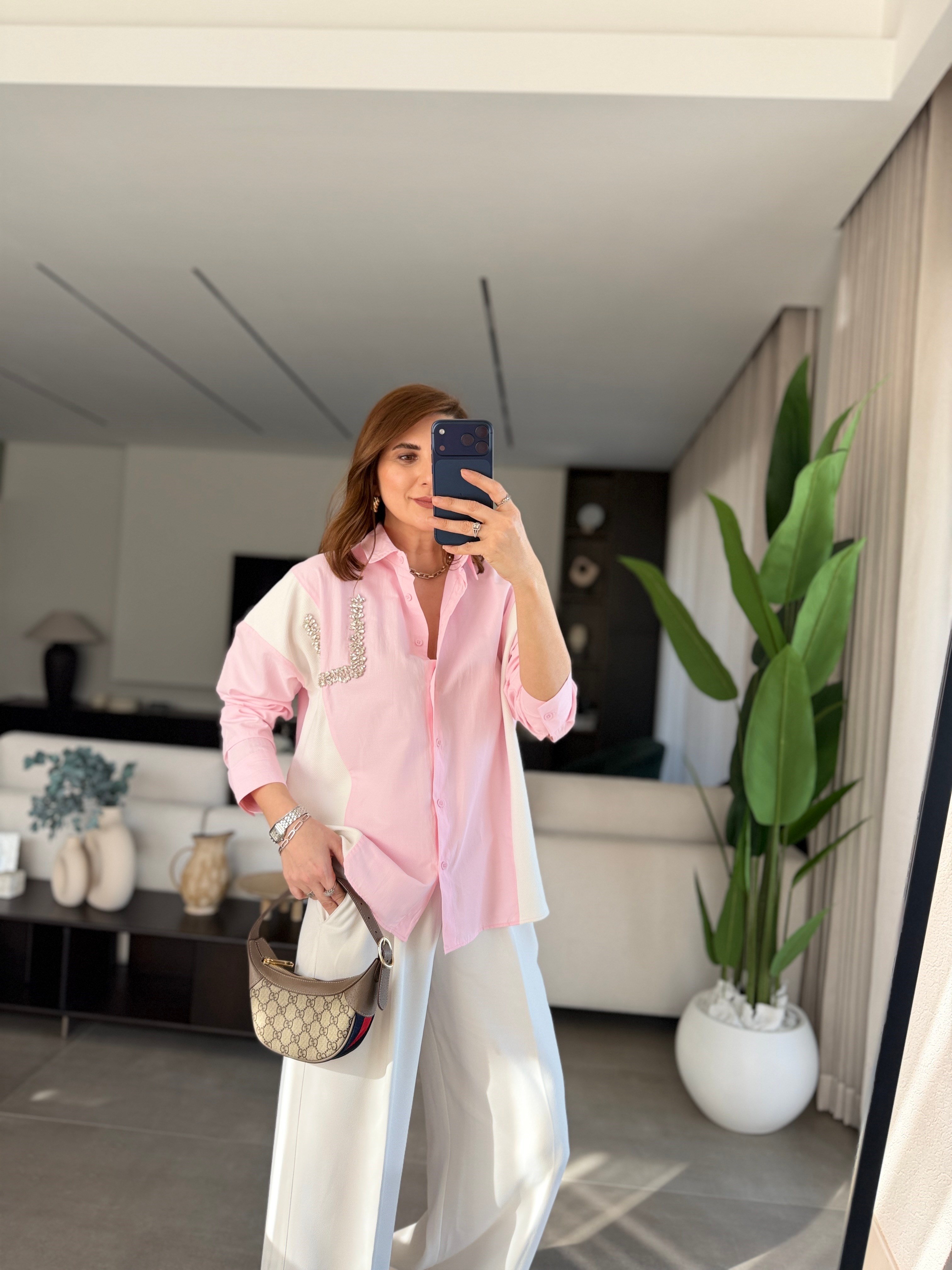 Taşlı Luxe Blok Gömlek