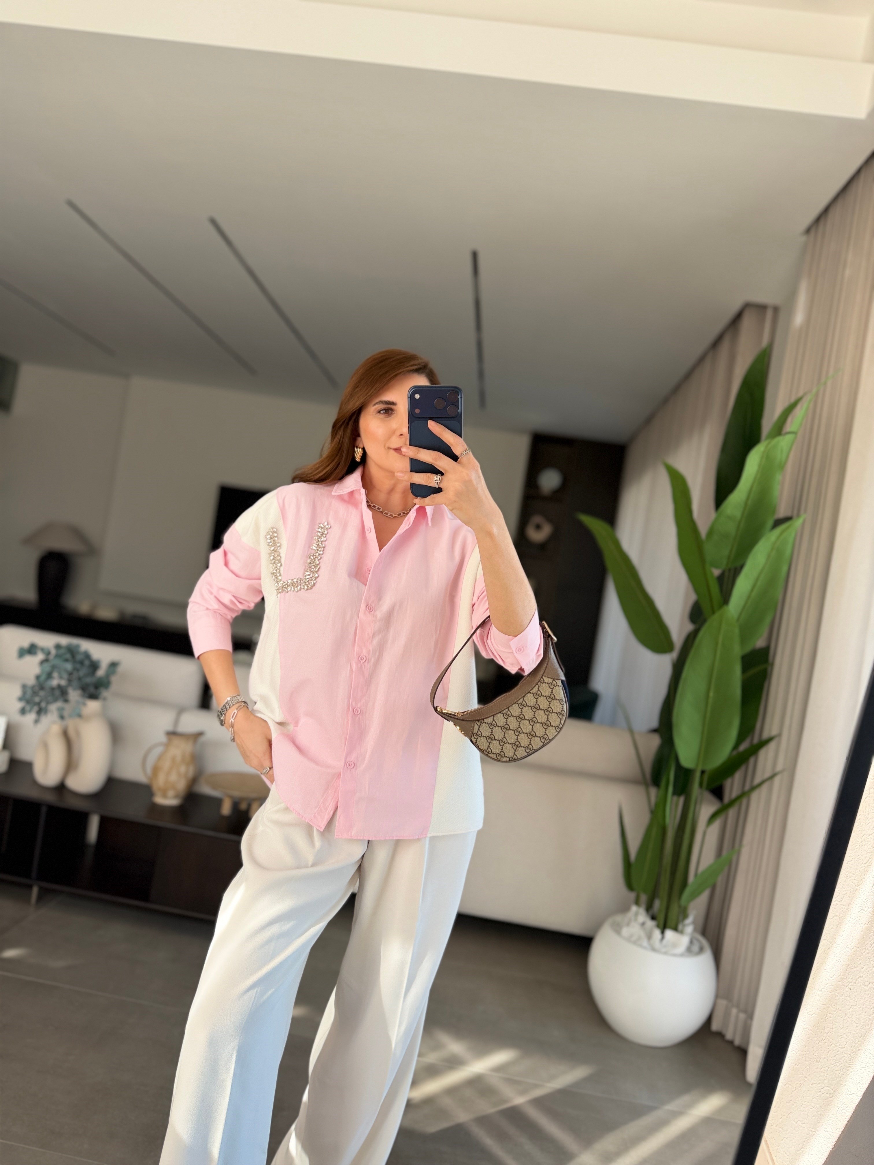 Taşlı Luxe Blok Gömlek