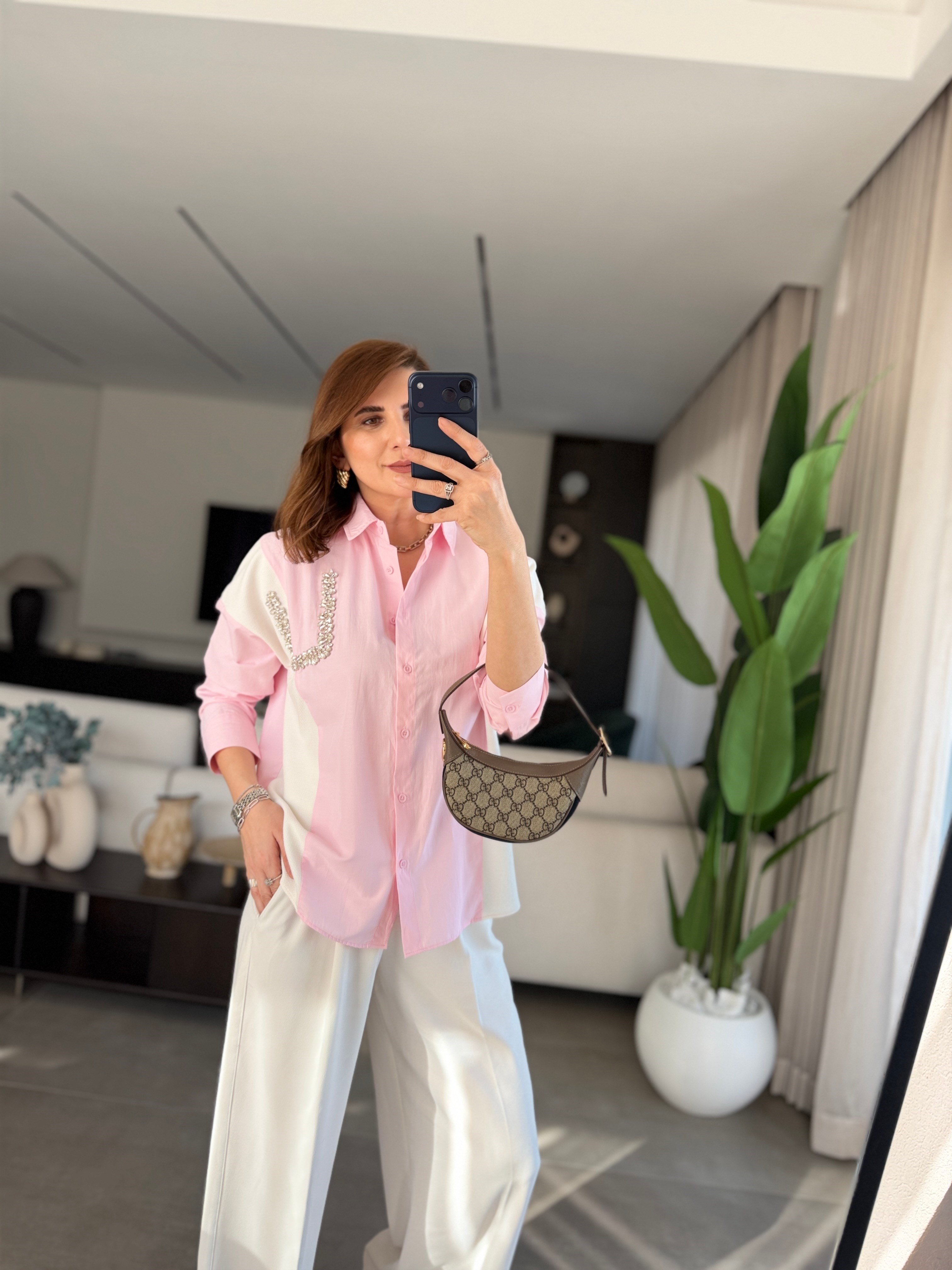 Taşlı Luxe Blok Gömlek