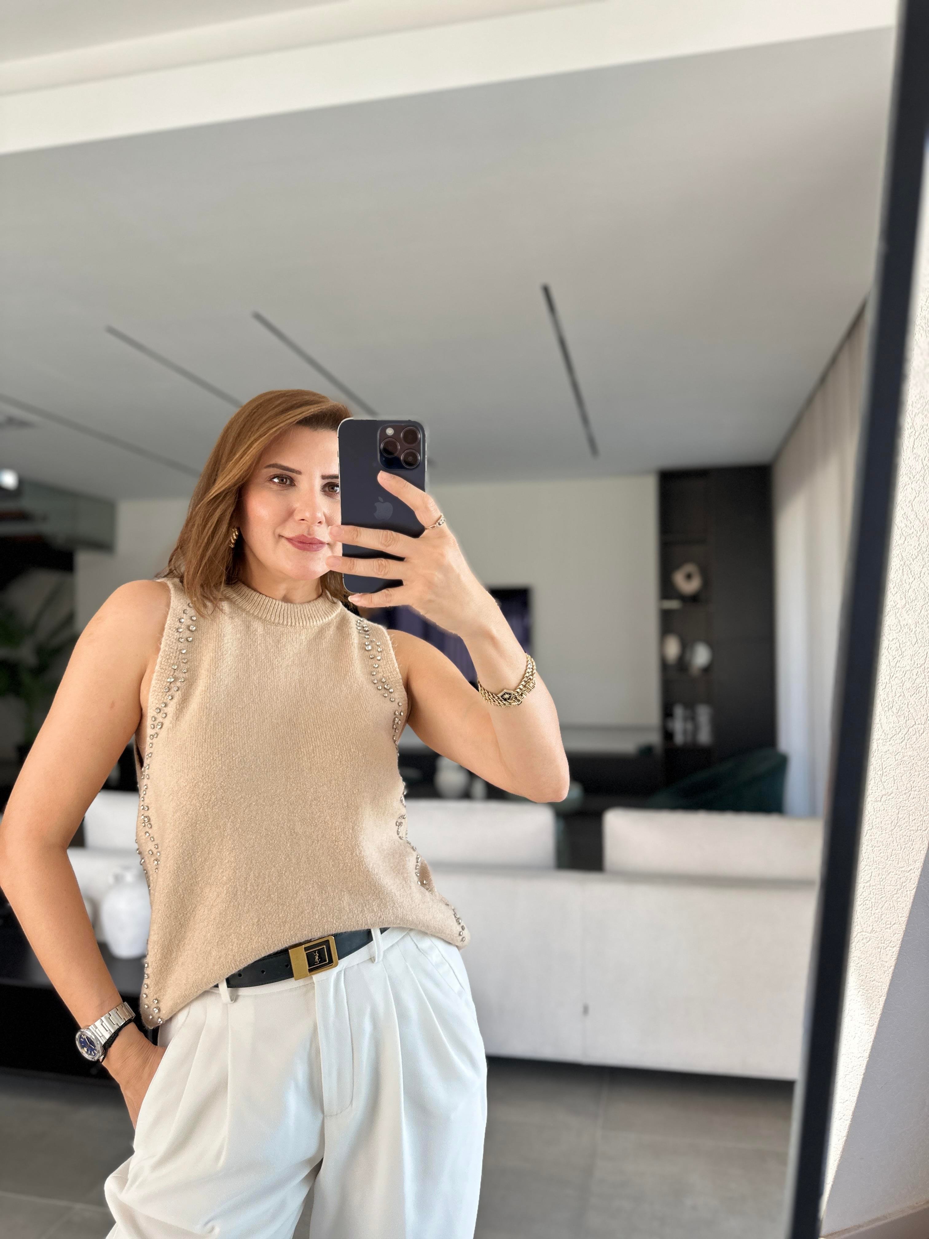 Taşlı Triko Bluz