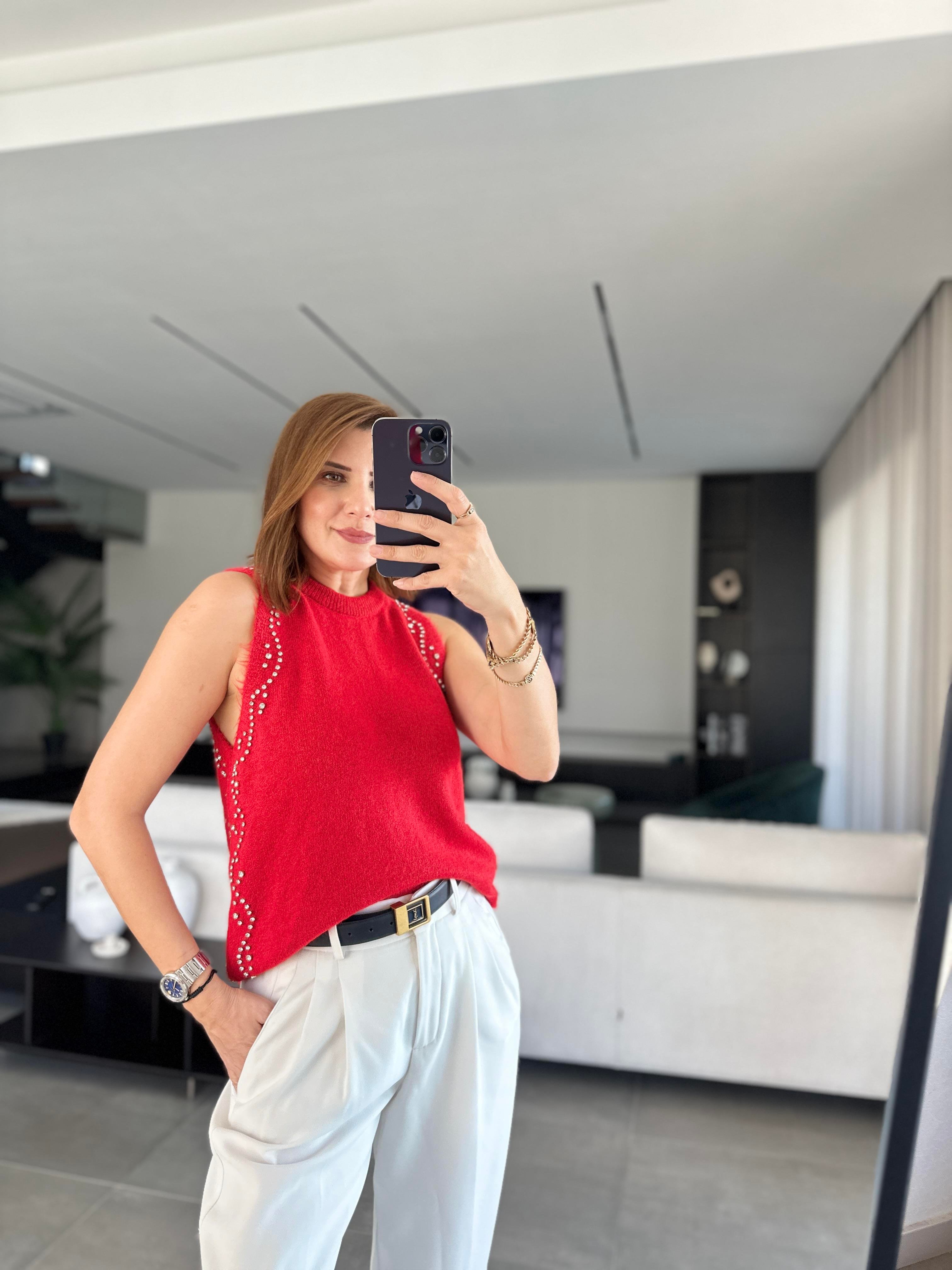 Taşlı Triko Bluz
