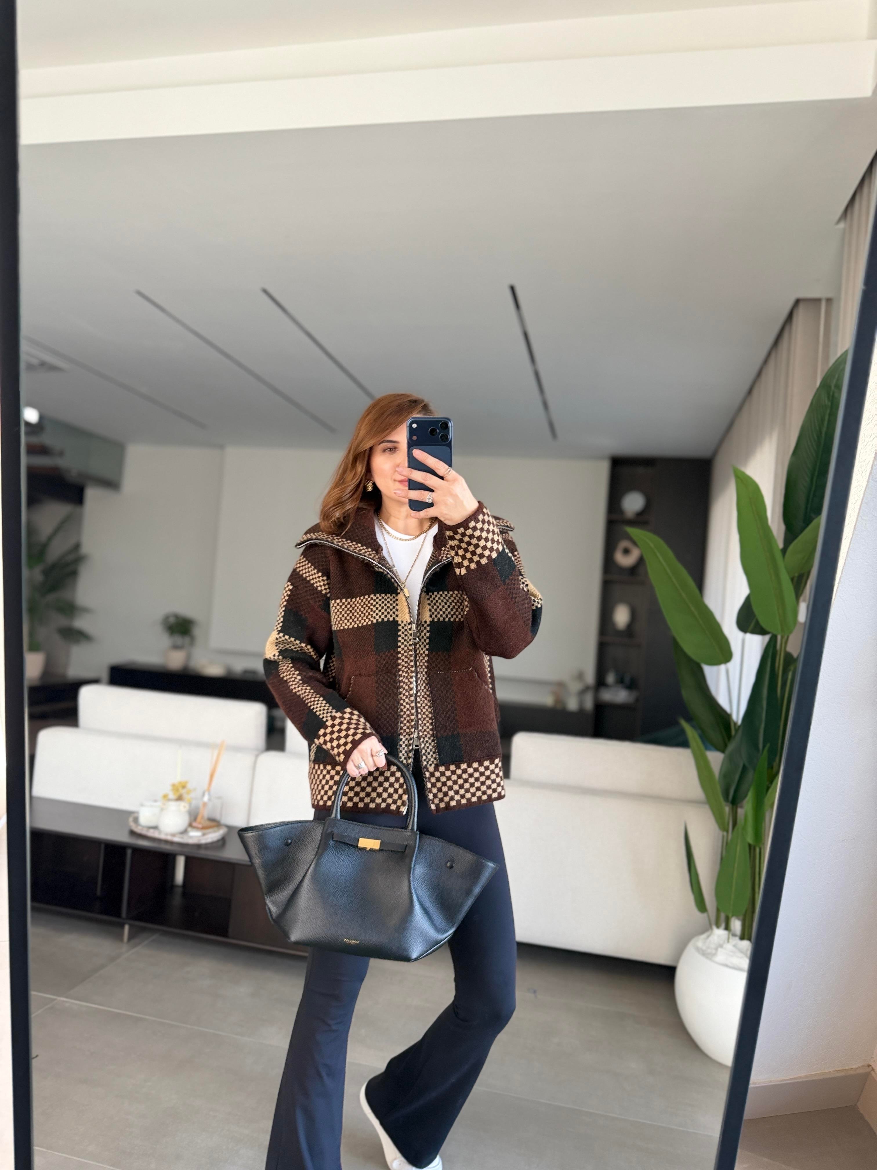 Triko Fermuarlı Dik Yaka Ceket