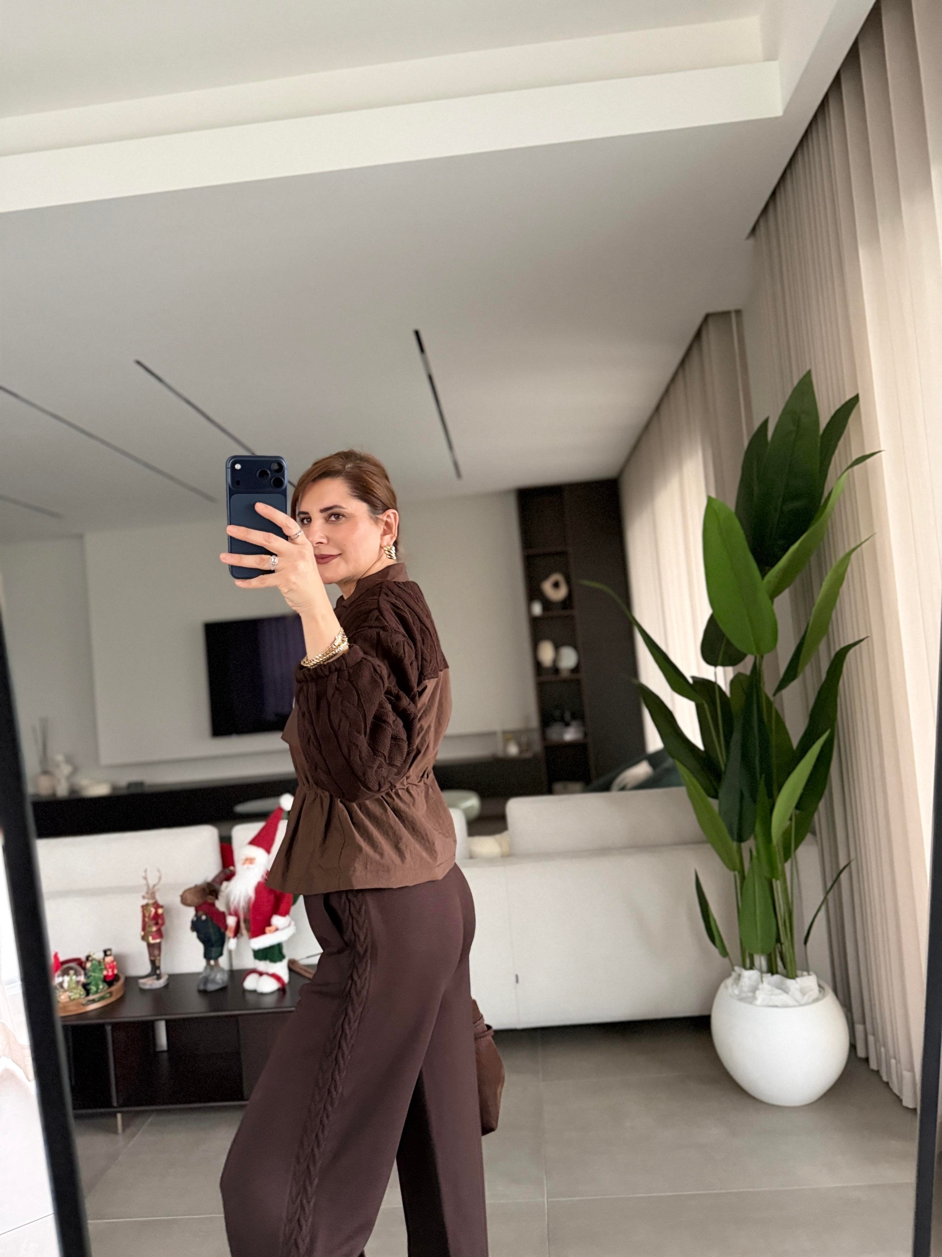 Triko Örgü Detaylı Takım