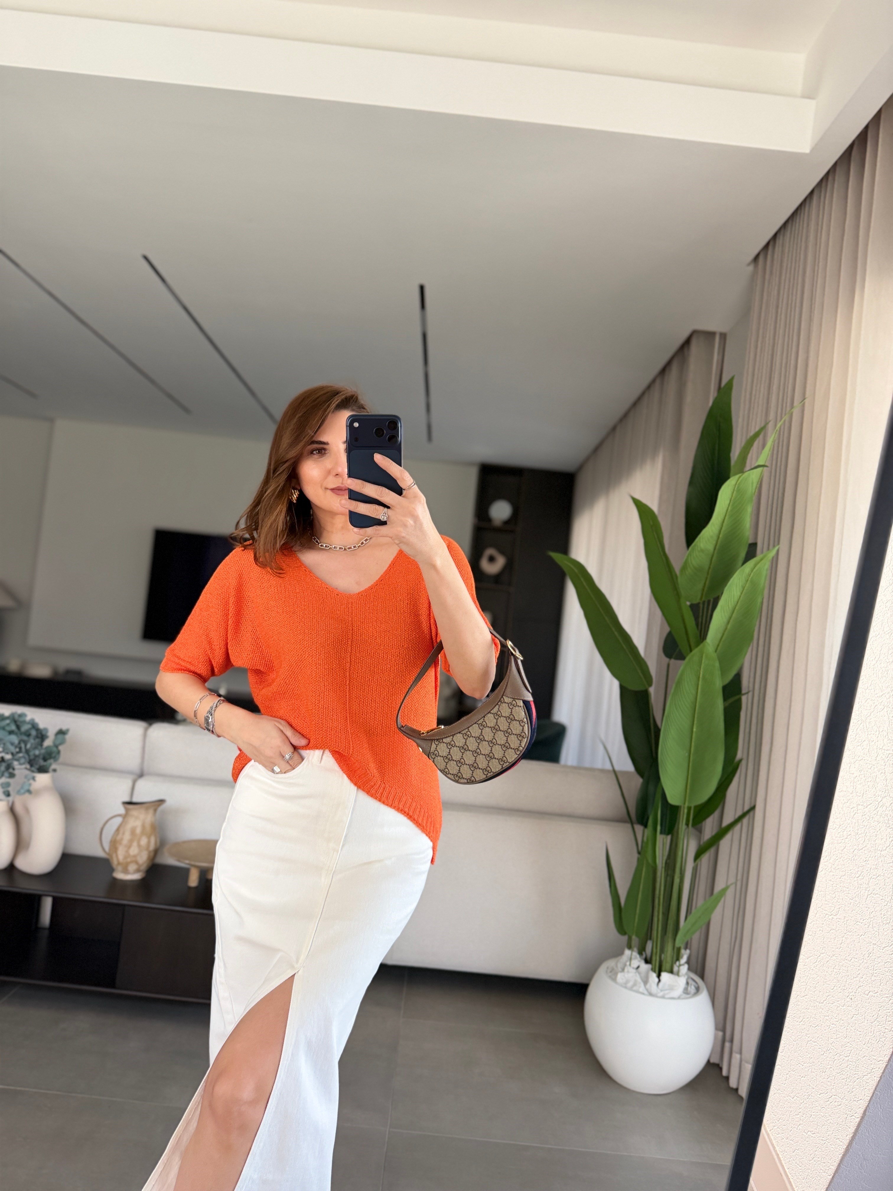 Turuncu Milano Soft Basic Triko