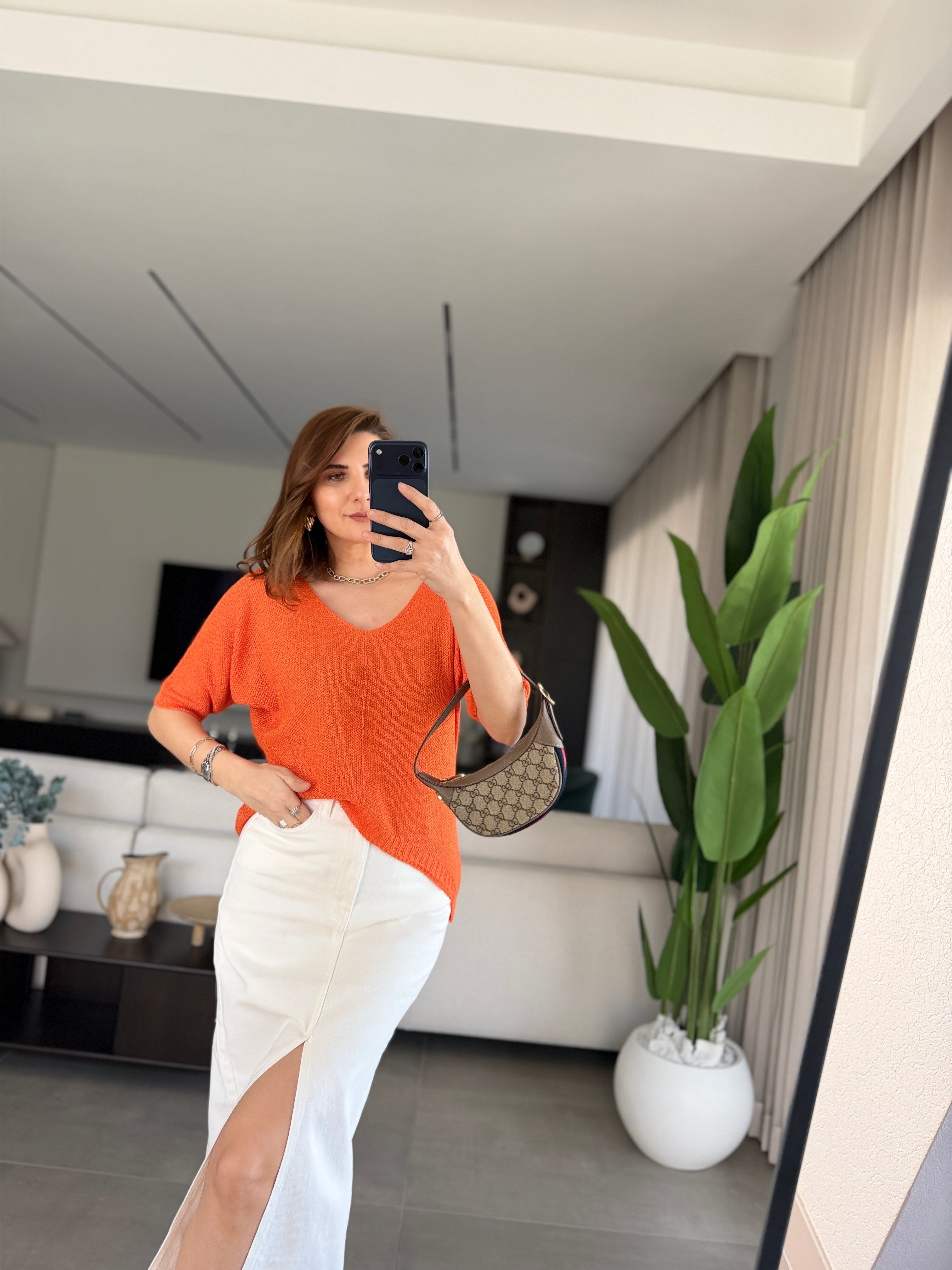 Turuncu Milano Soft Basic Triko