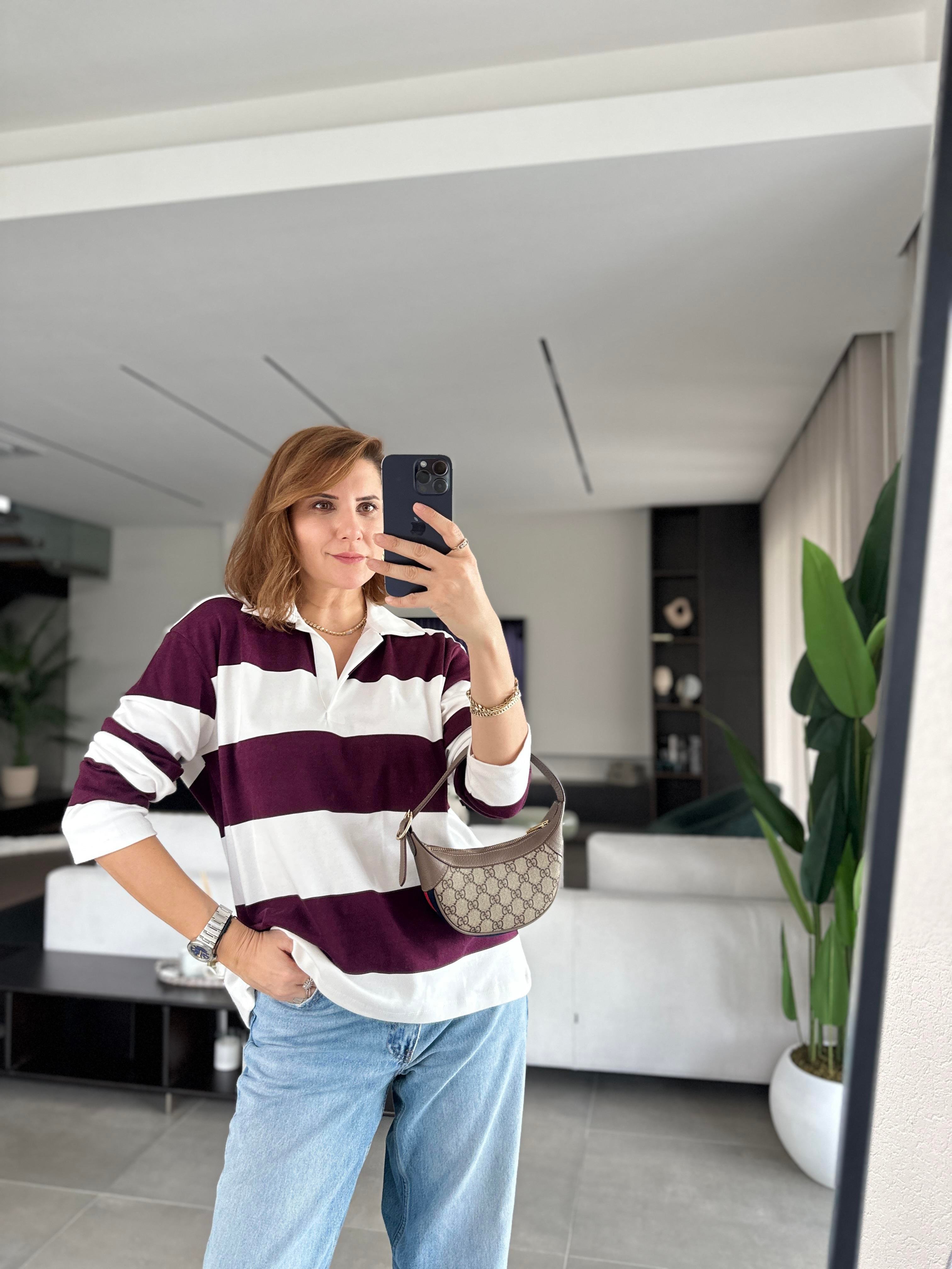 V Yaka İki Renkli Sweat