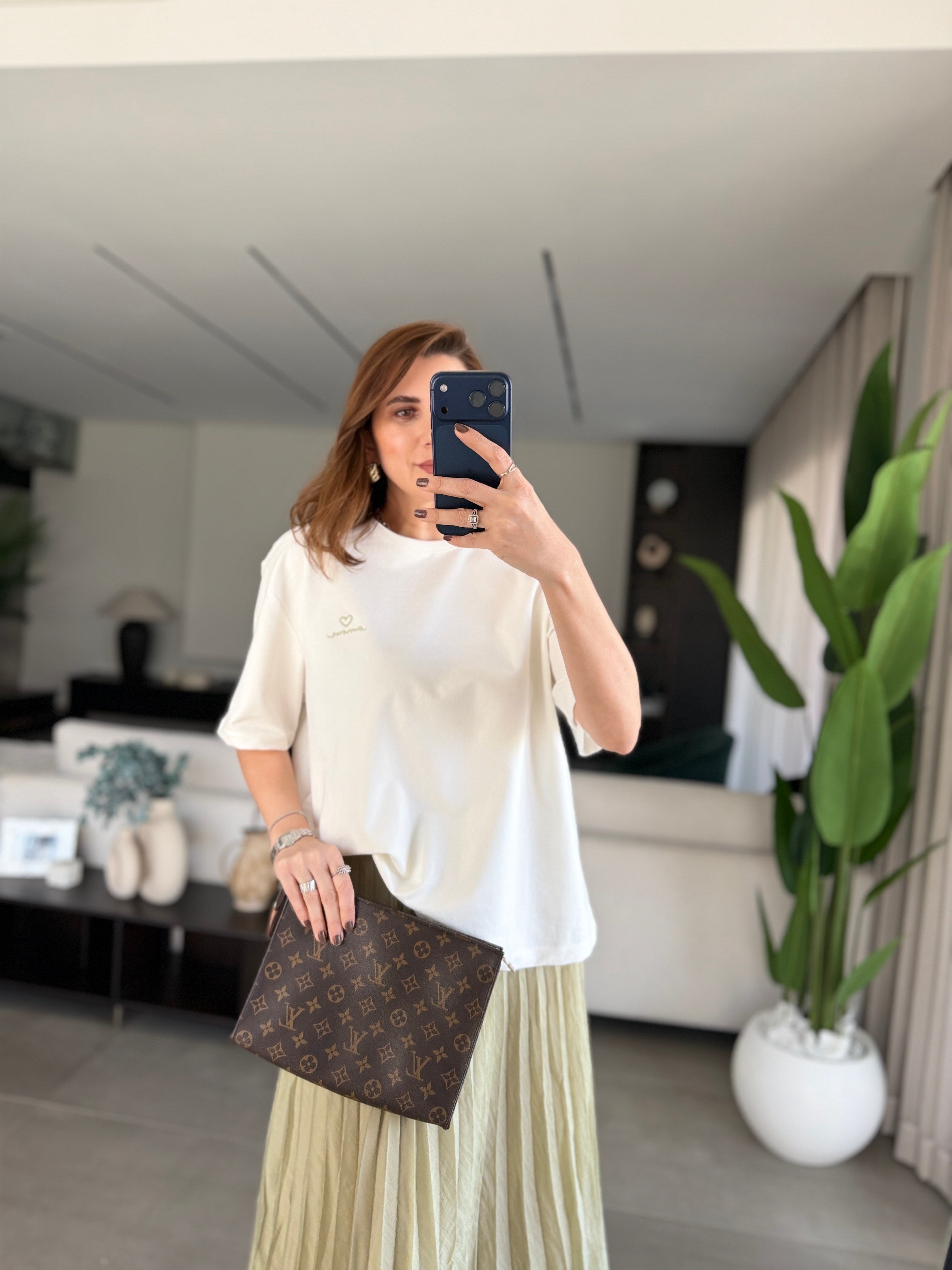 Vatkalı T-shirt Piliseli Etek Takım