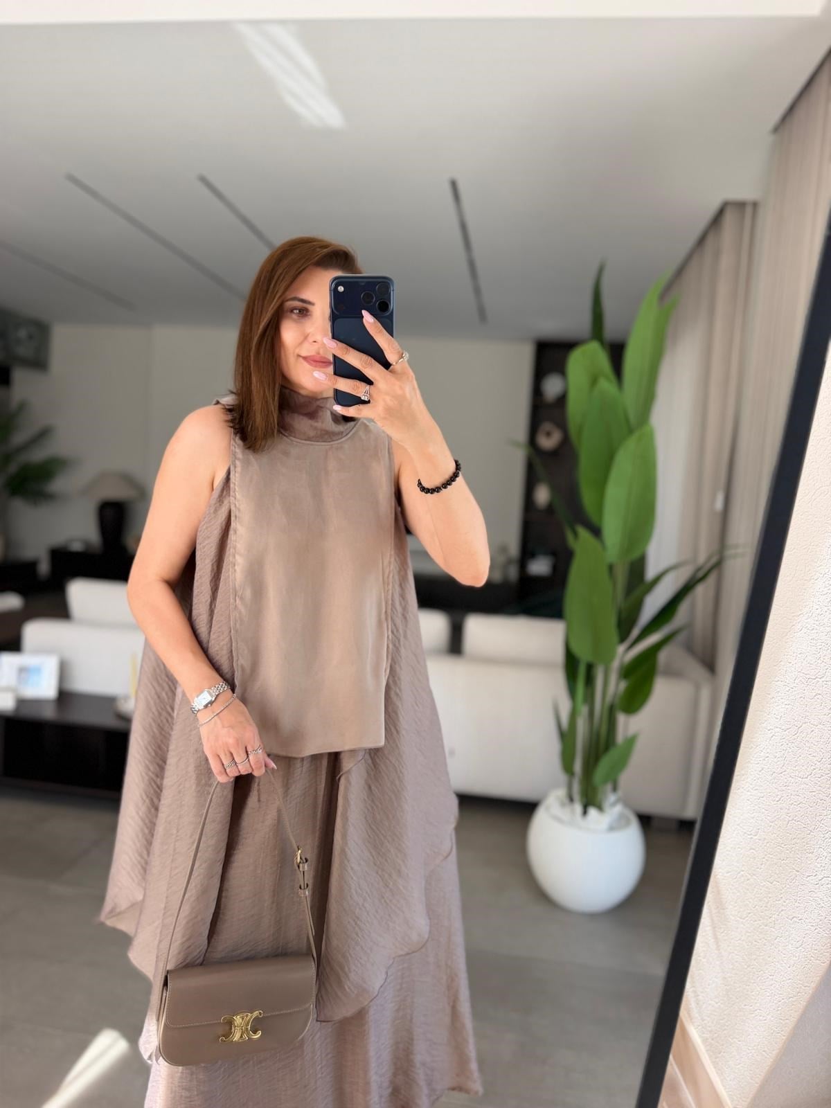 Vizon Asimetrik Tüllü Etek Takım
