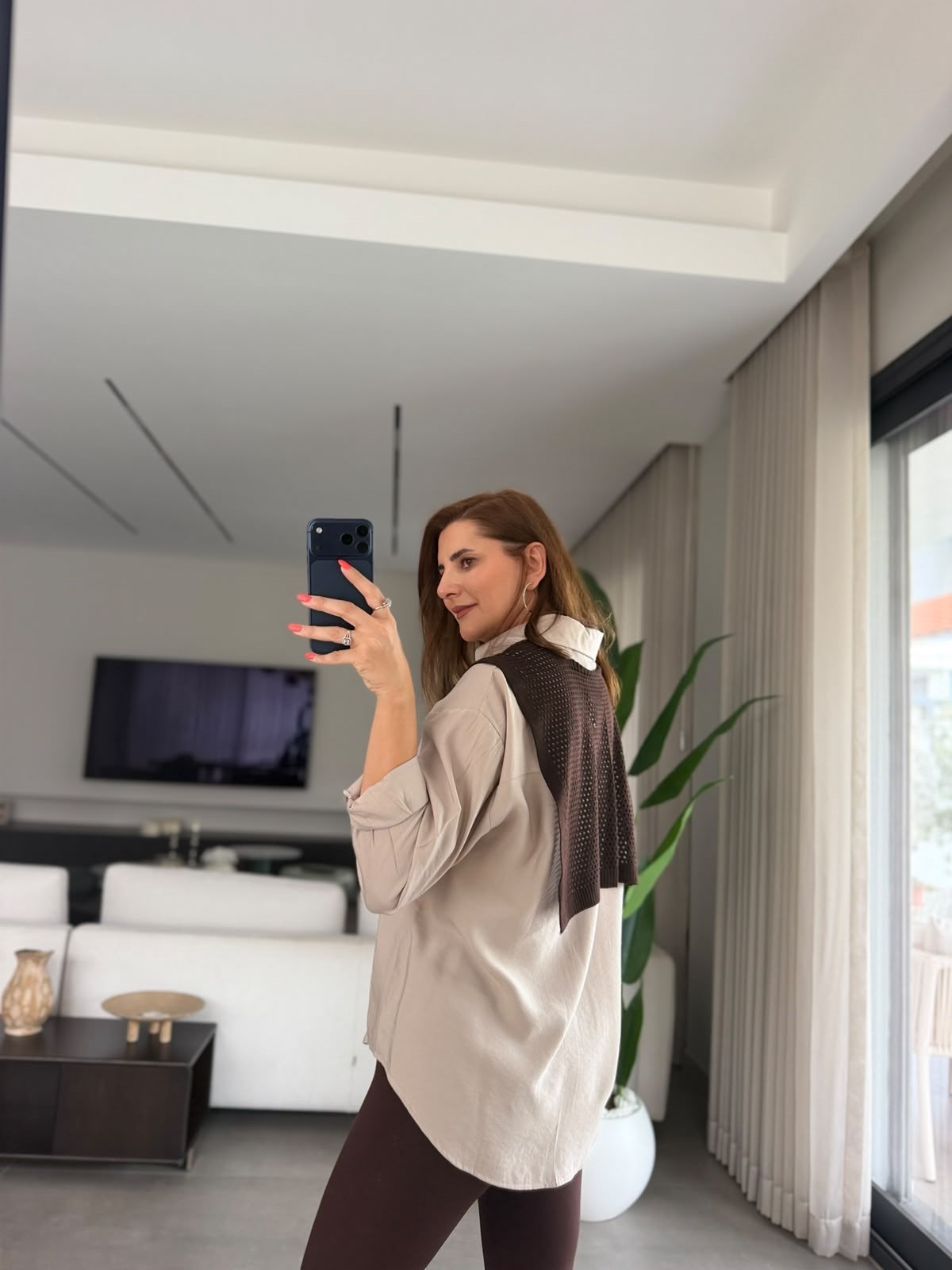 Vizon Atkılı Oversize Gömlek