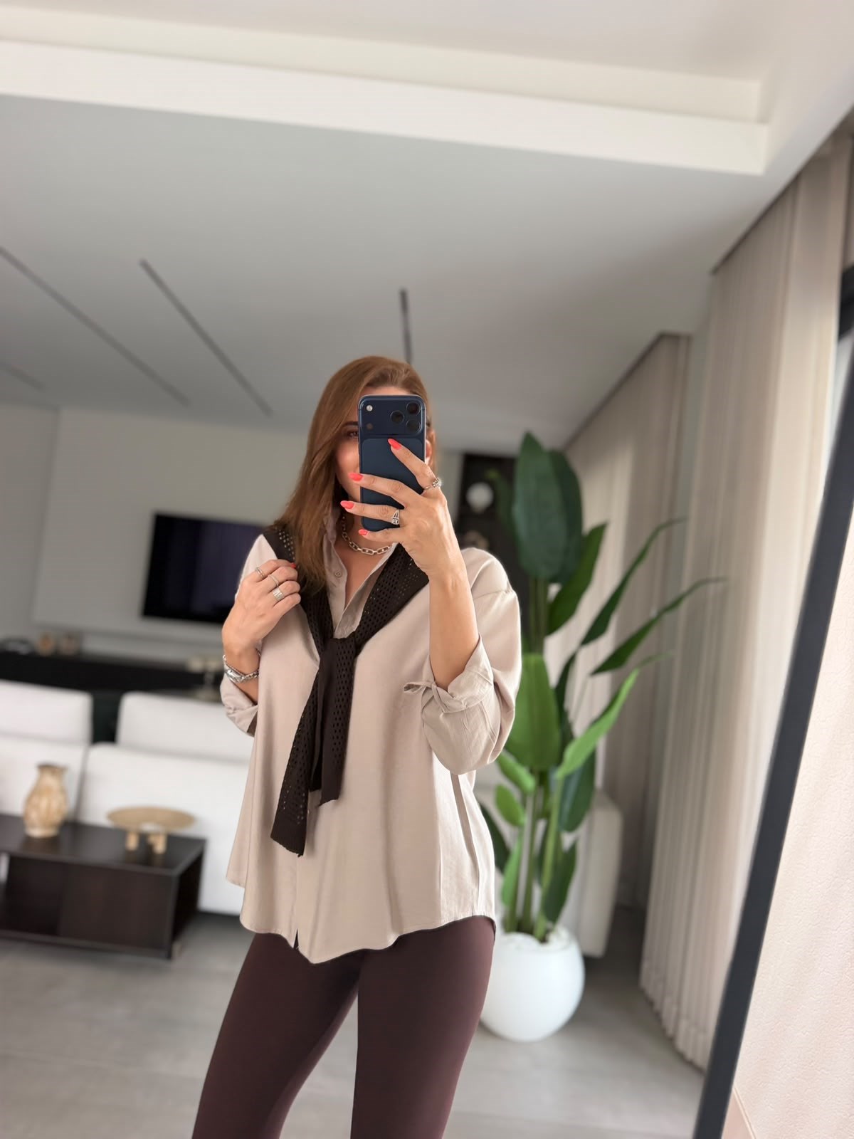Vizon Atkılı Oversize Gömlek