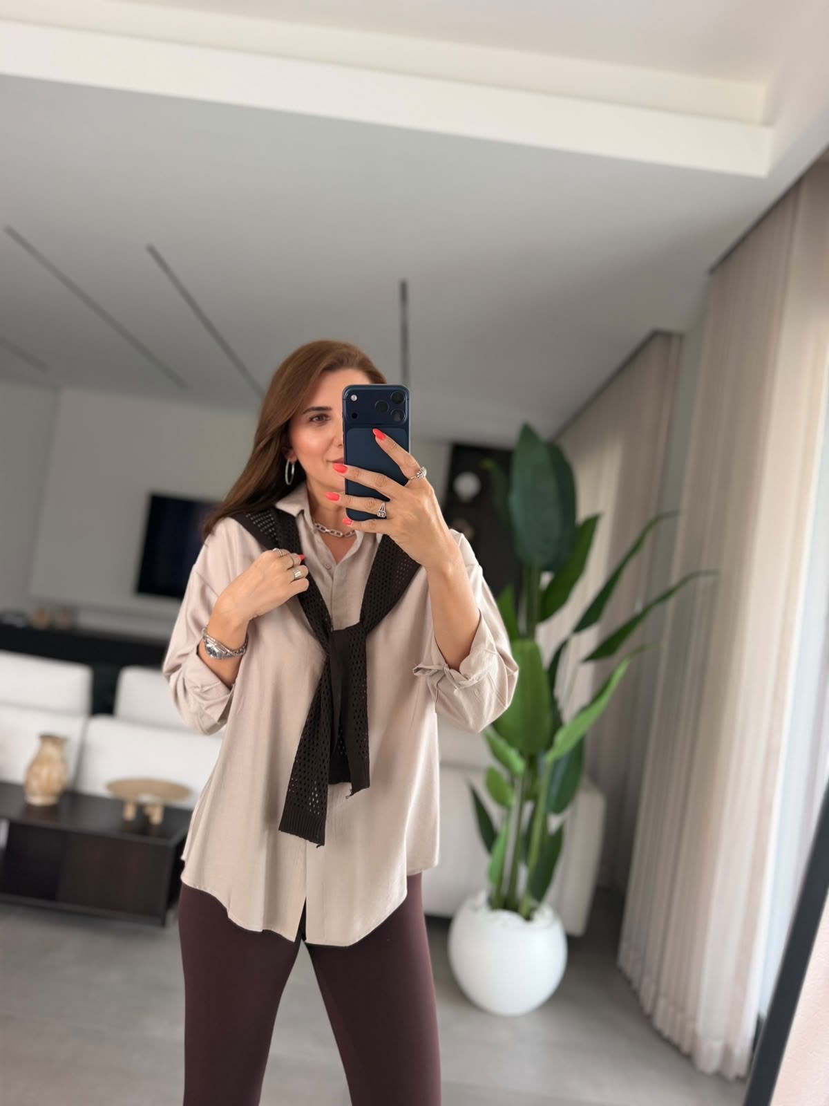 Vizon Atkılı Oversize Gömlek