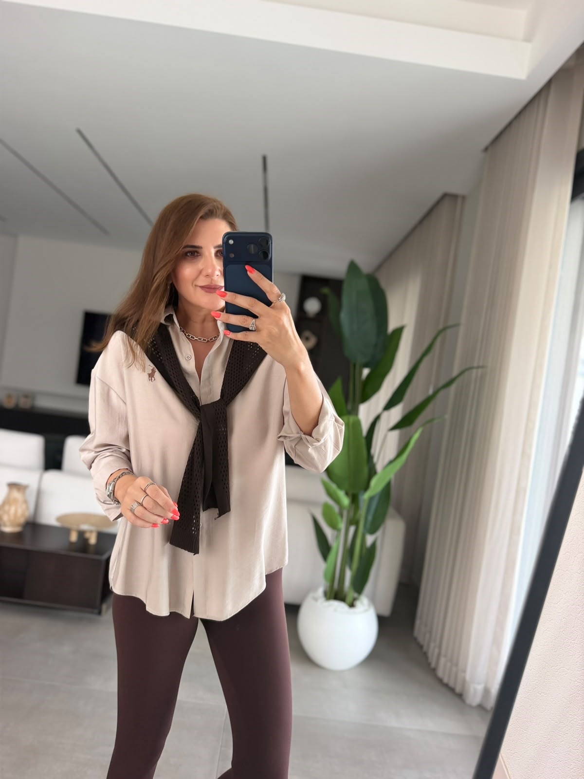Vizon Atkılı Oversize Gömlek