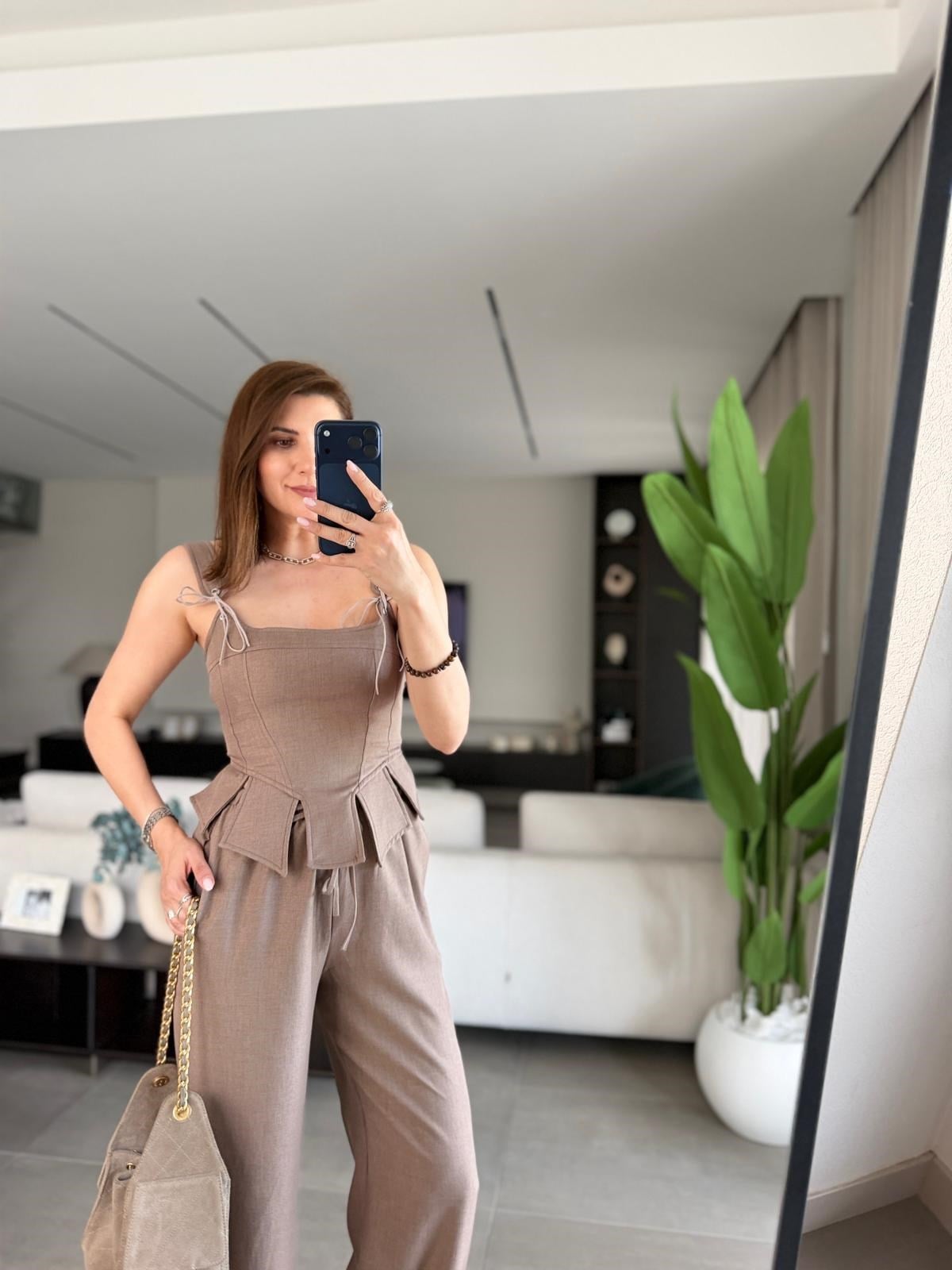 Vizon Korse Bluz Pantolon Takım
