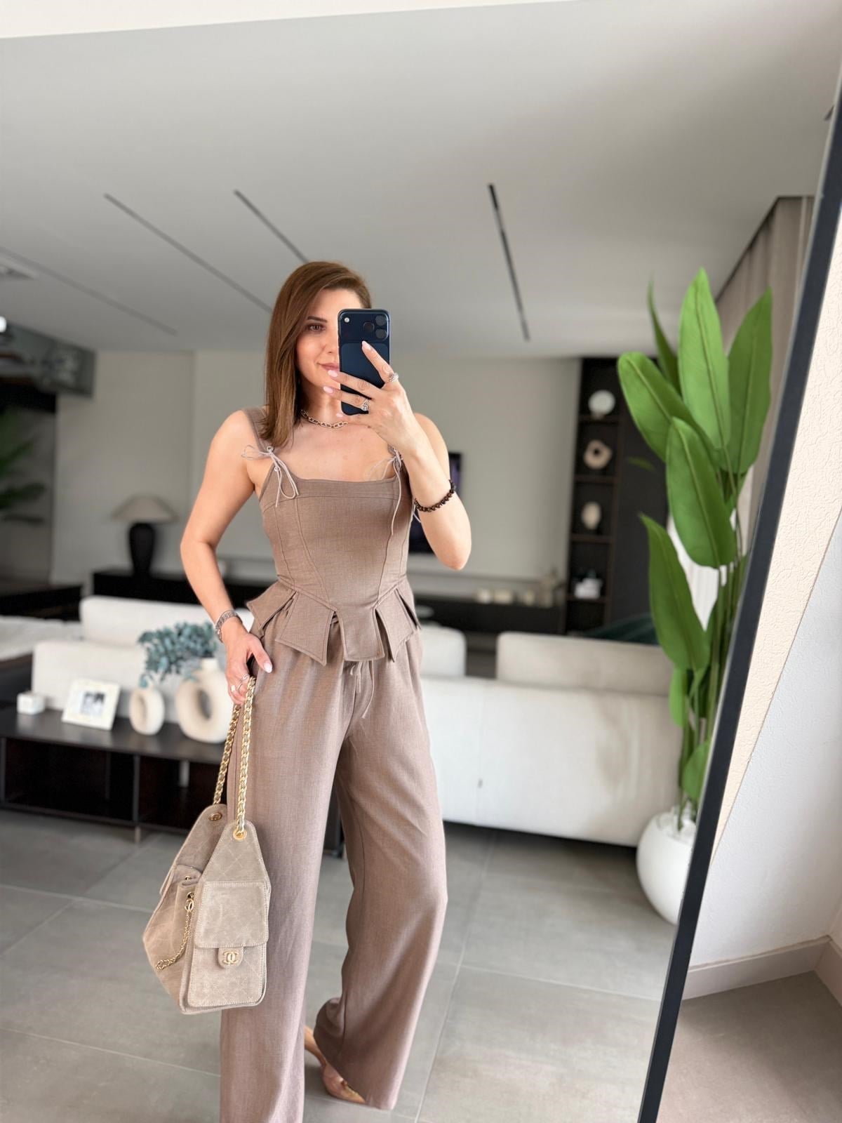 Vizon Korse Bluz Pantolon Takım
