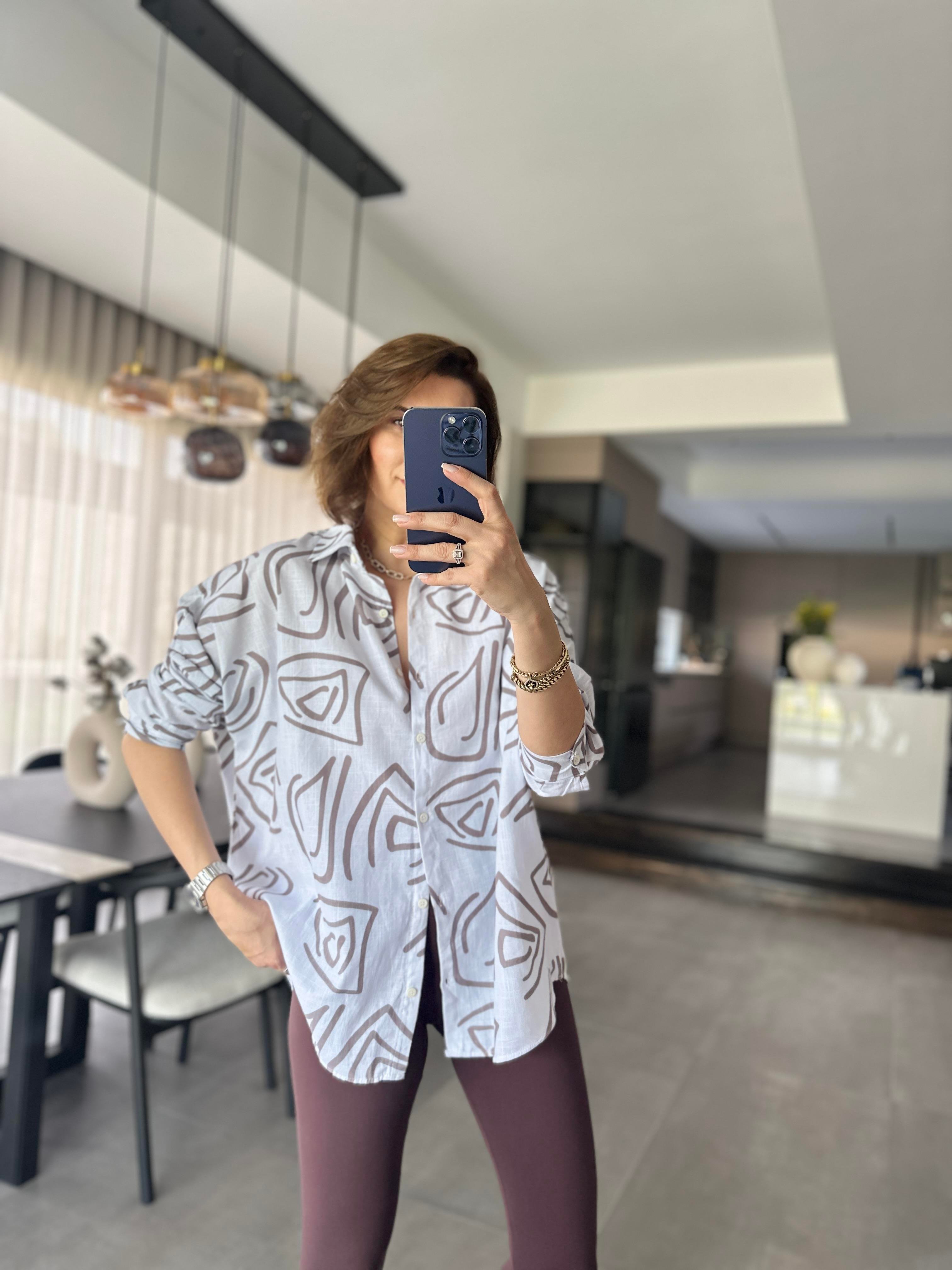 Vizon Oversize Keten Gömlek