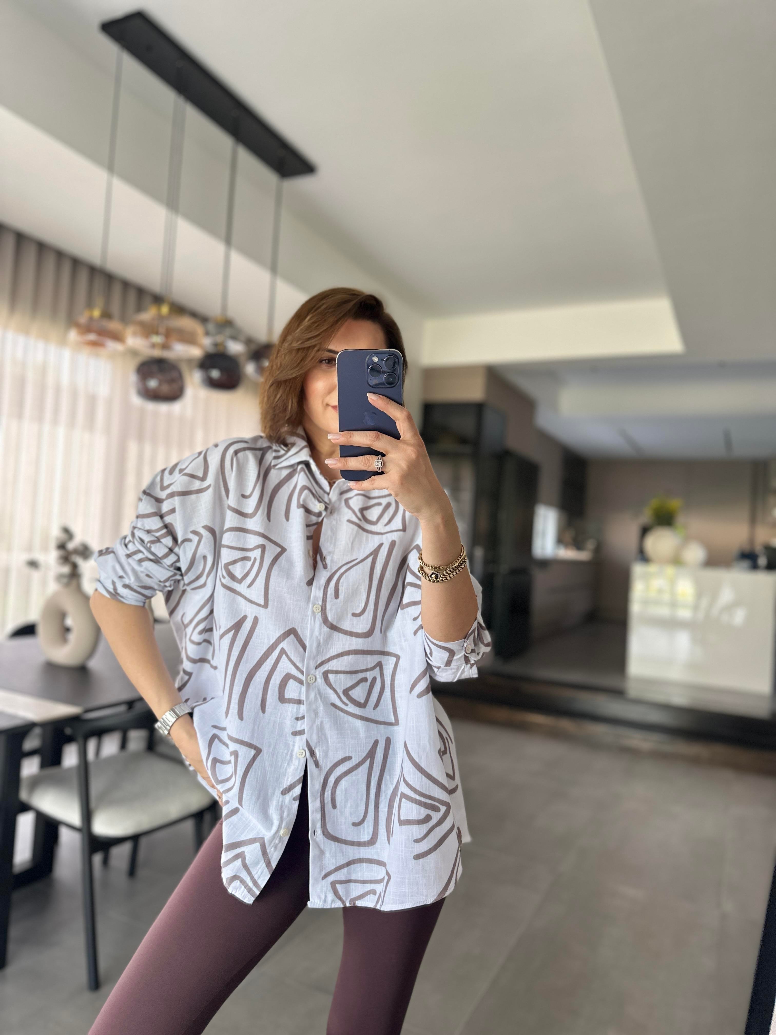 Vizon Oversize Keten Gömlek