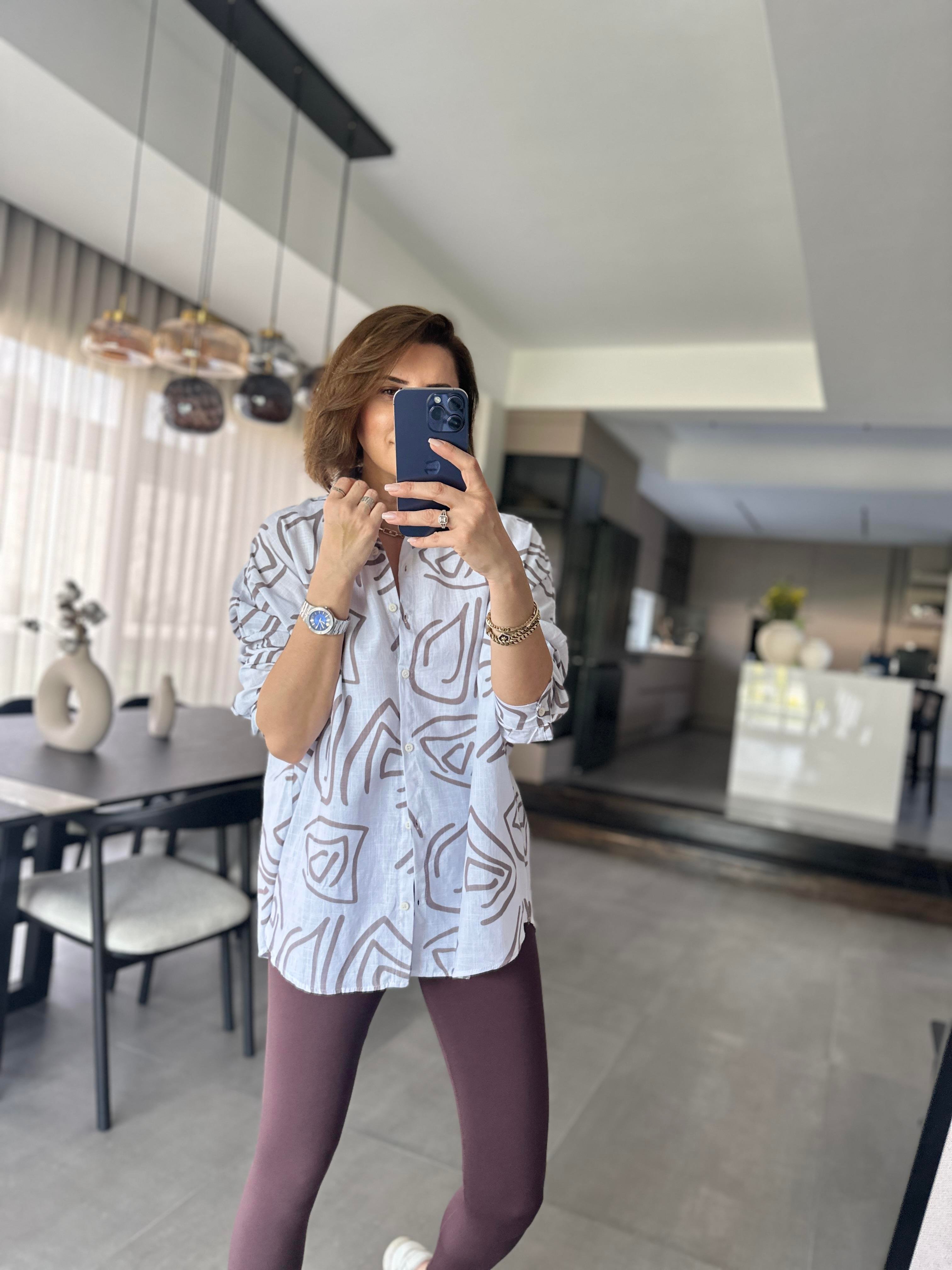 Vizon Oversize Keten Gömlek