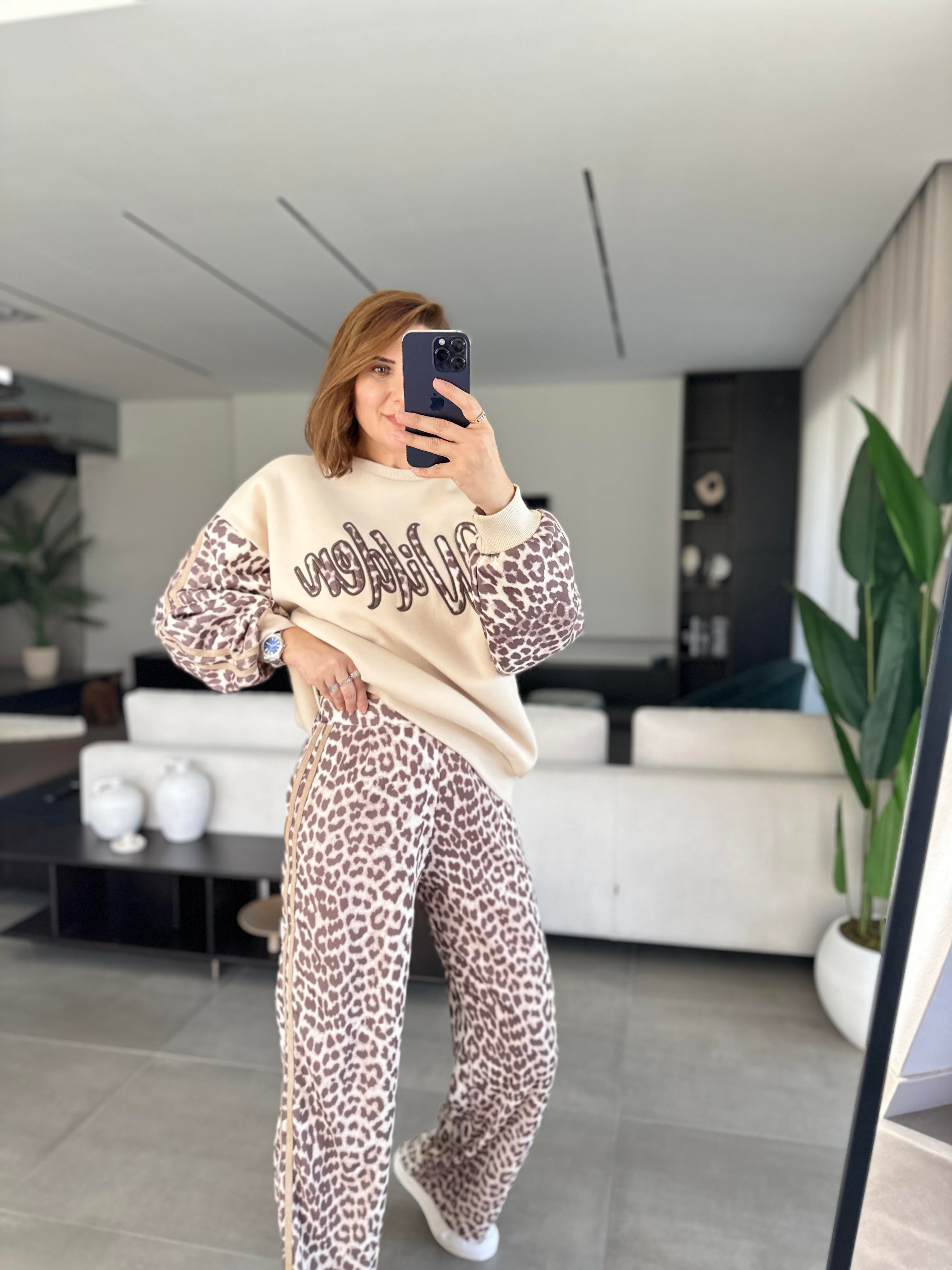 Wilden Baskılı Leopar Desenli Sweat