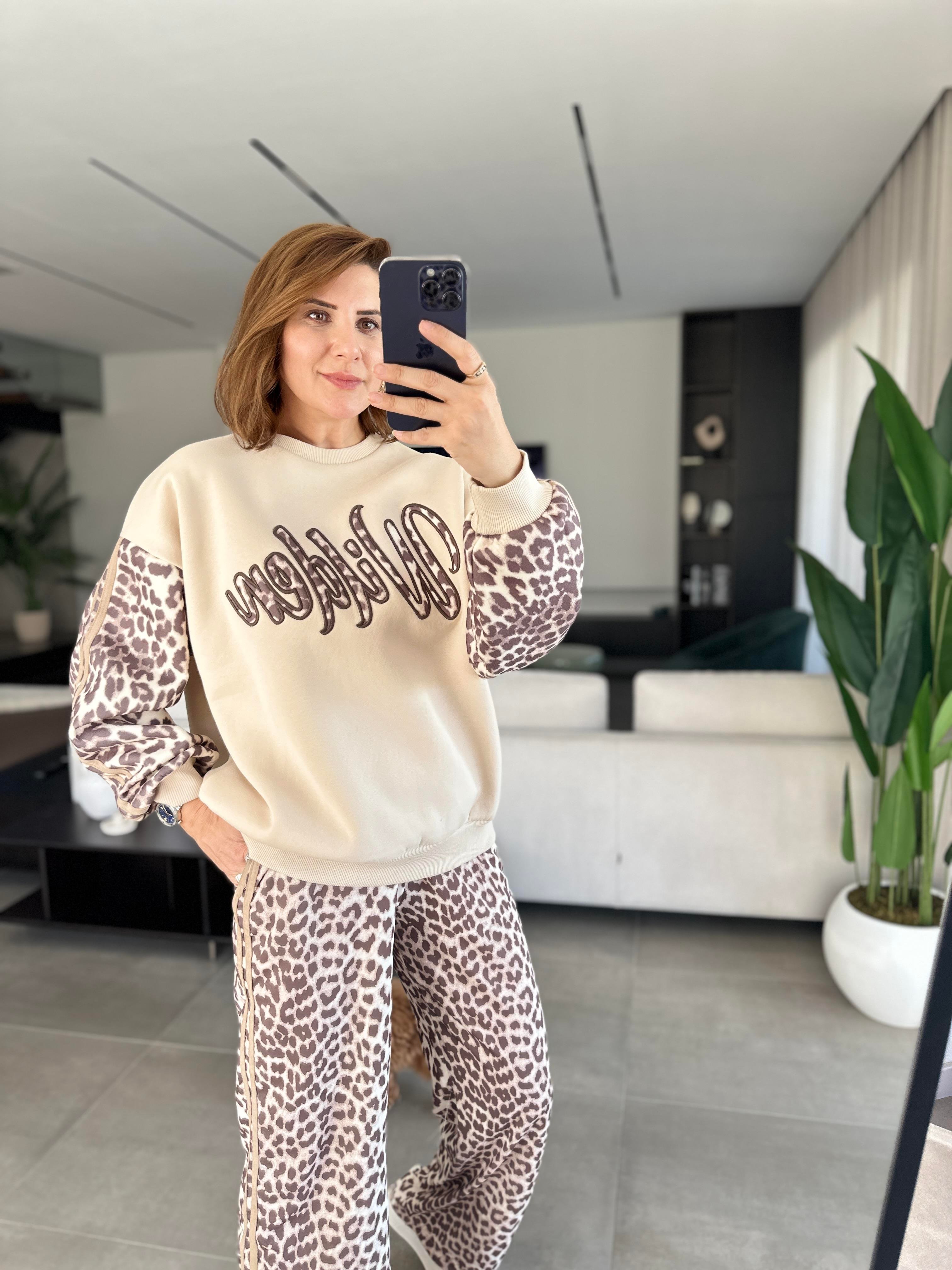 Wilden Baskılı Leopar Desenli Sweat