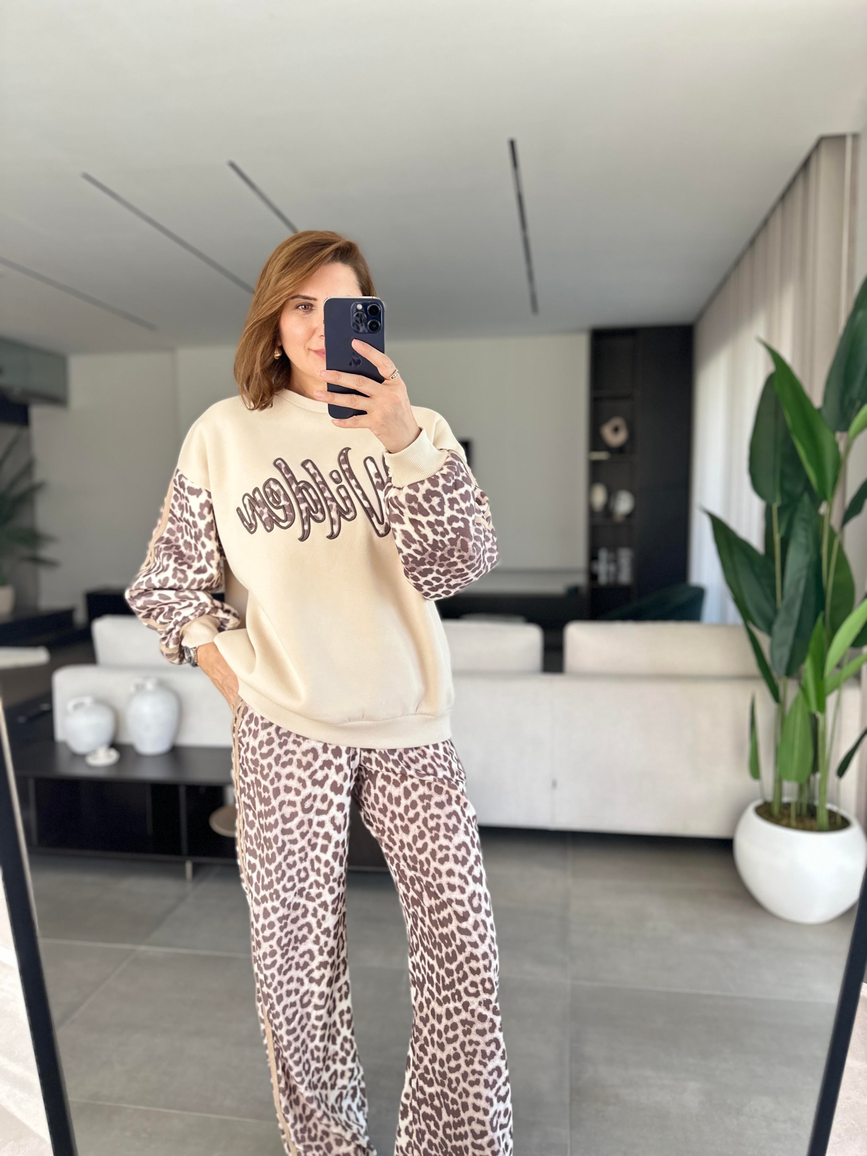 Wilden Baskılı Leopar Desenli Sweat
