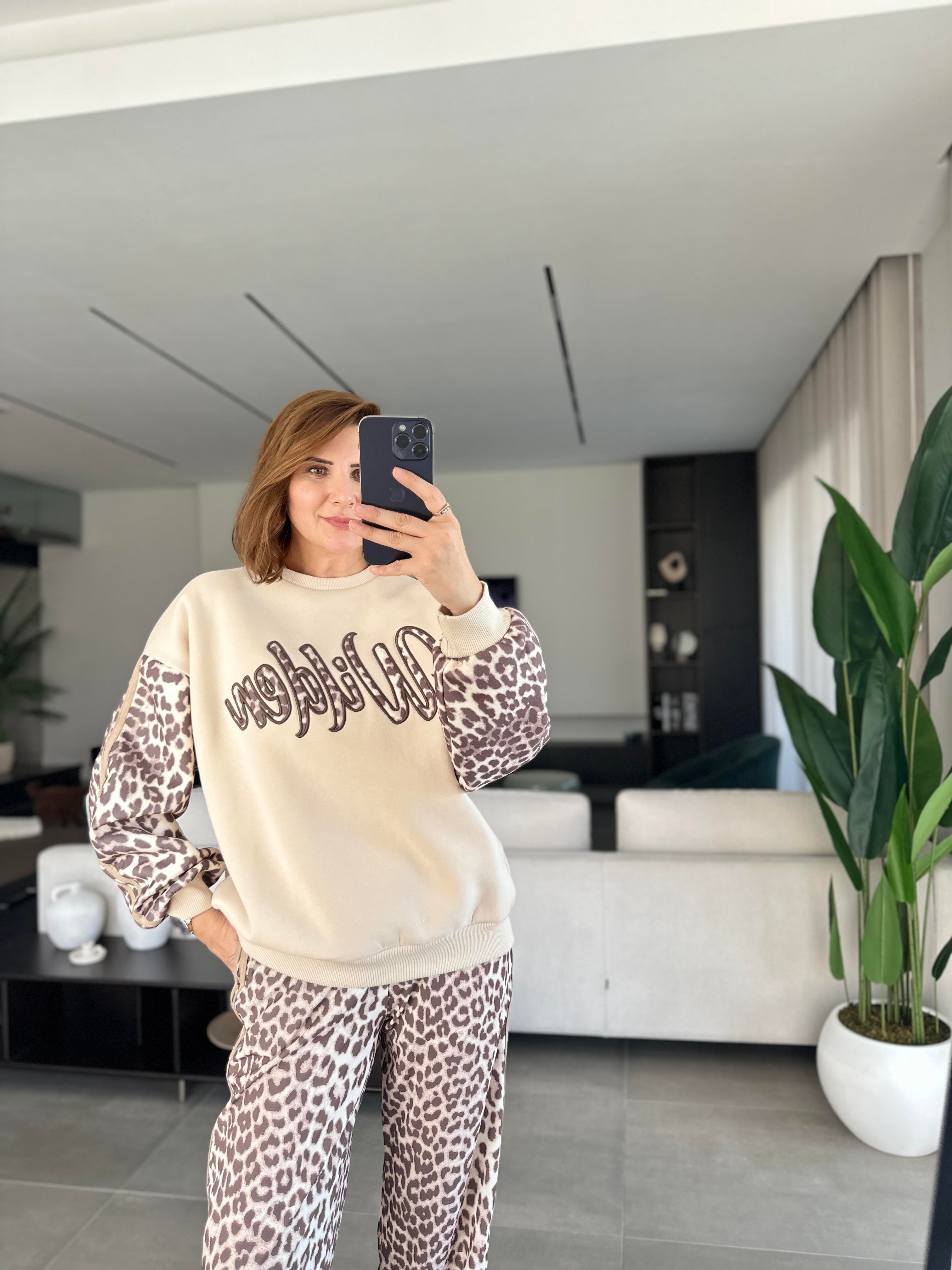 Wilden Baskılı Leopar Desenli Sweat
