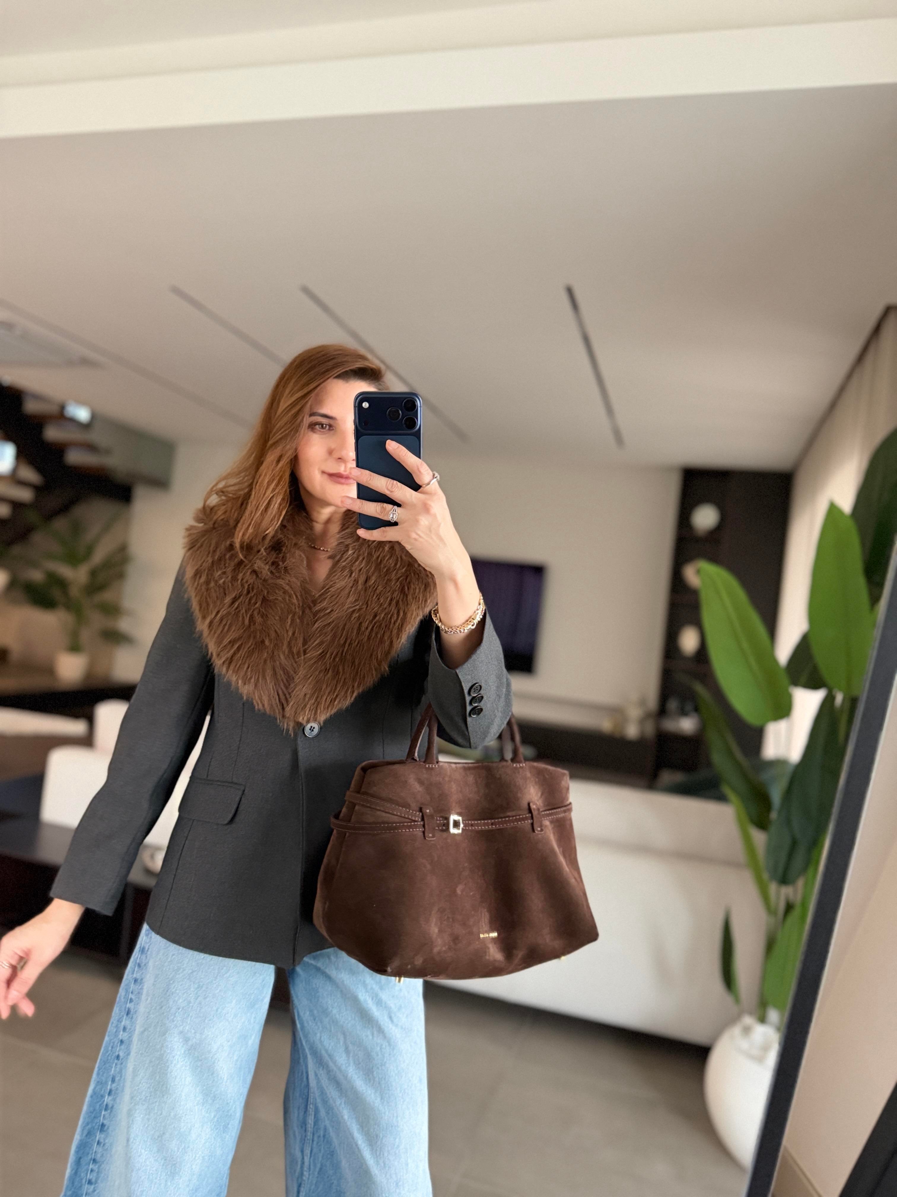 Yaka Kürk Detay Blazer Ceket