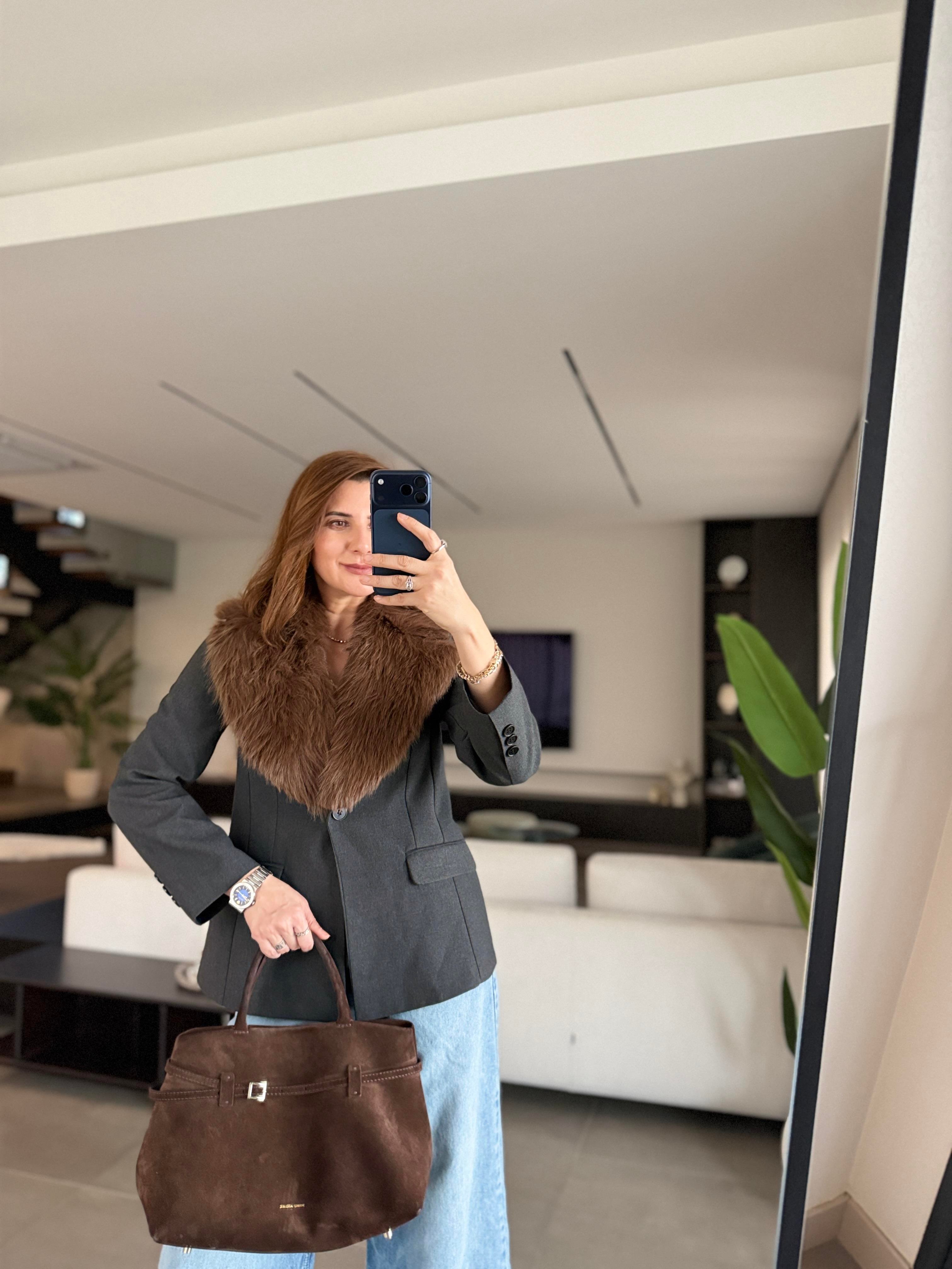 Yaka Kürk Detay Blazer Ceket